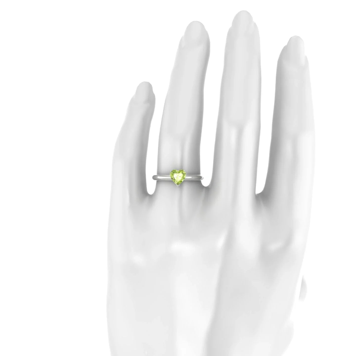 Treasure | 18k White Gold 6 mm Heart Peridot Ring