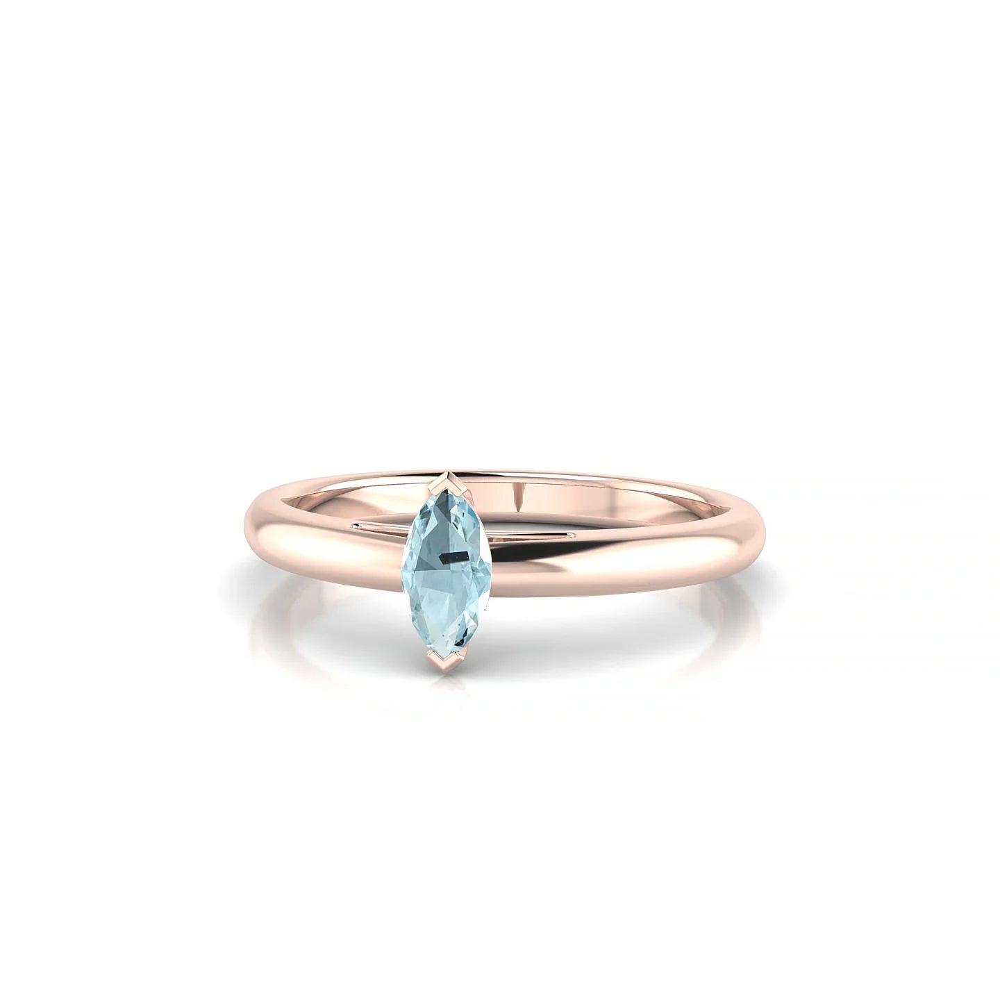 Treasure | 18k Rose Gold 6 x 3 mm Marquise Aquamarine Ring