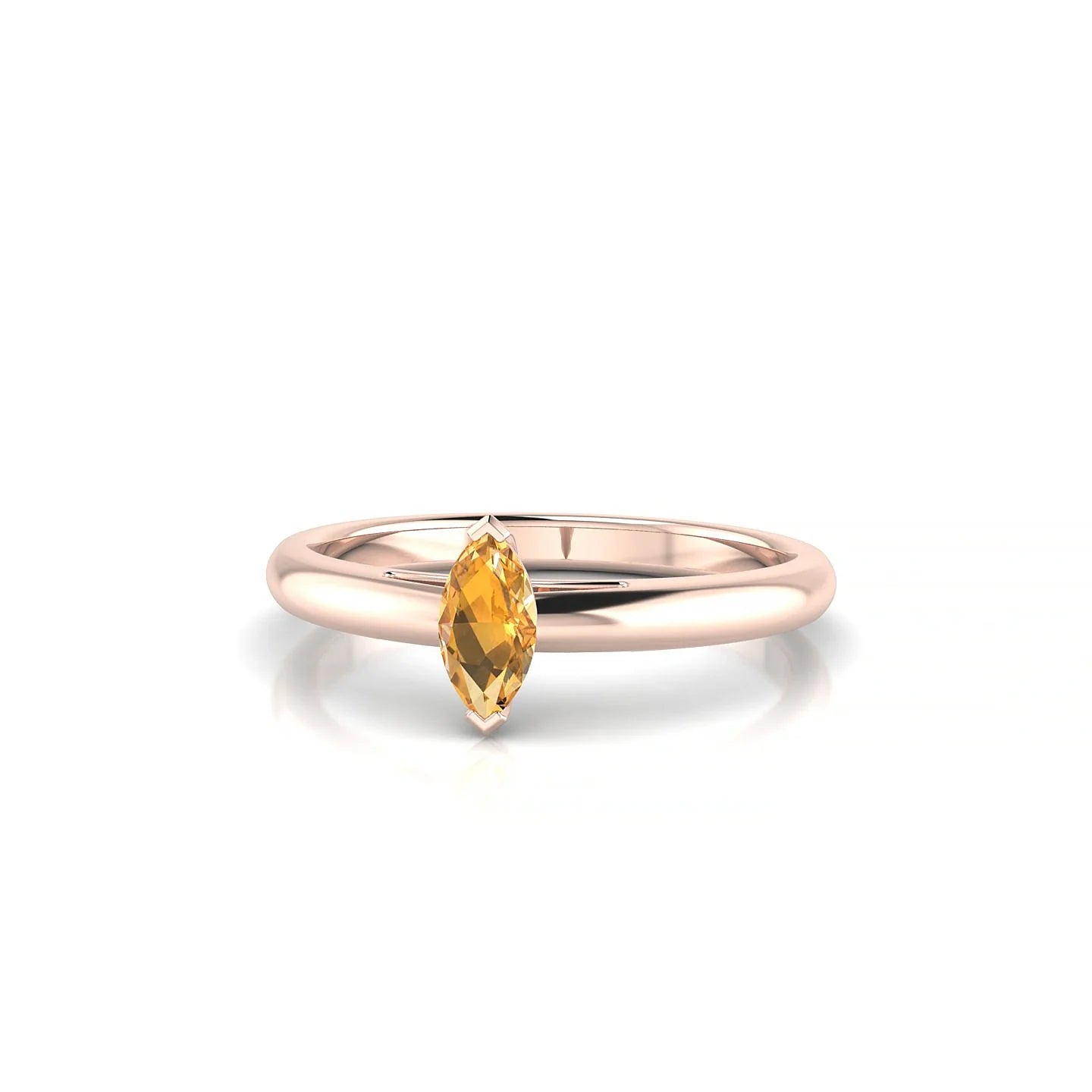 Treasure | 18k Rose Gold 6 x 3 mm Marquise Citrine Ring