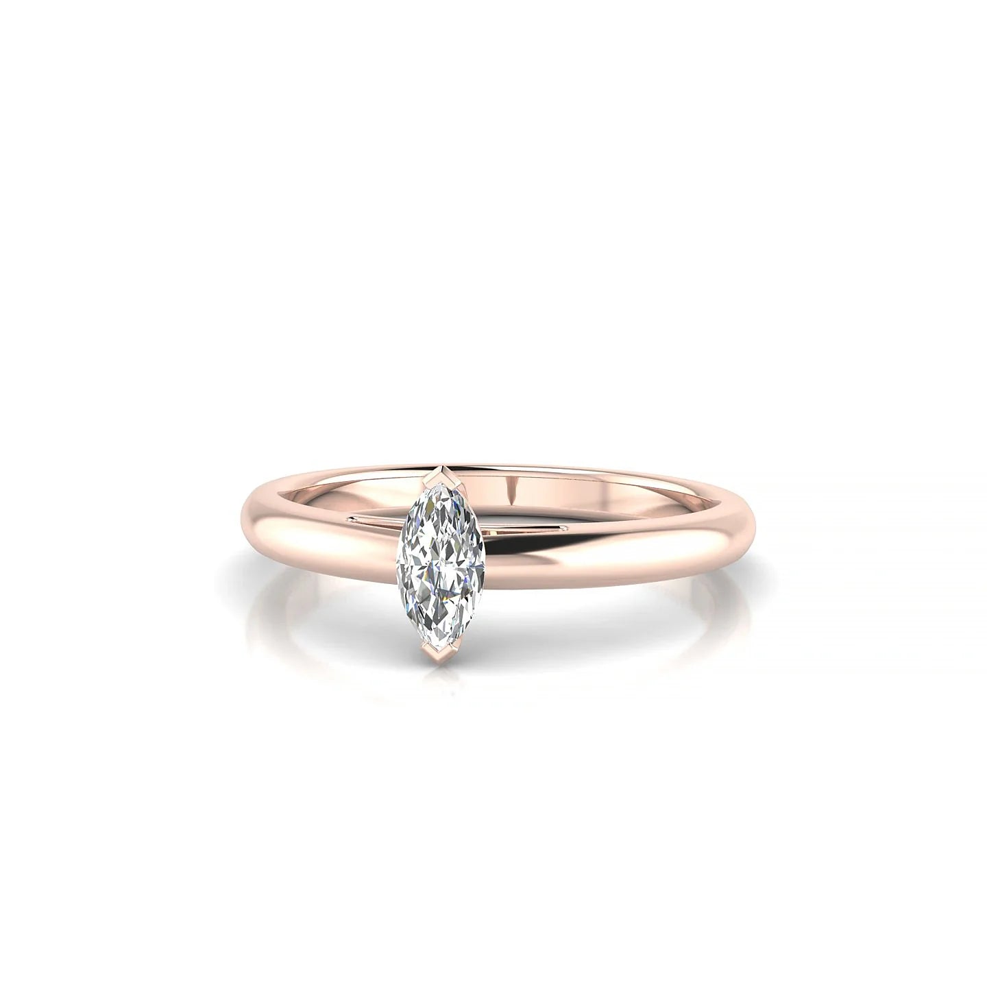 Treasure | 18k Rose Gold 6 x 3 mm Marquise Diamond Ring