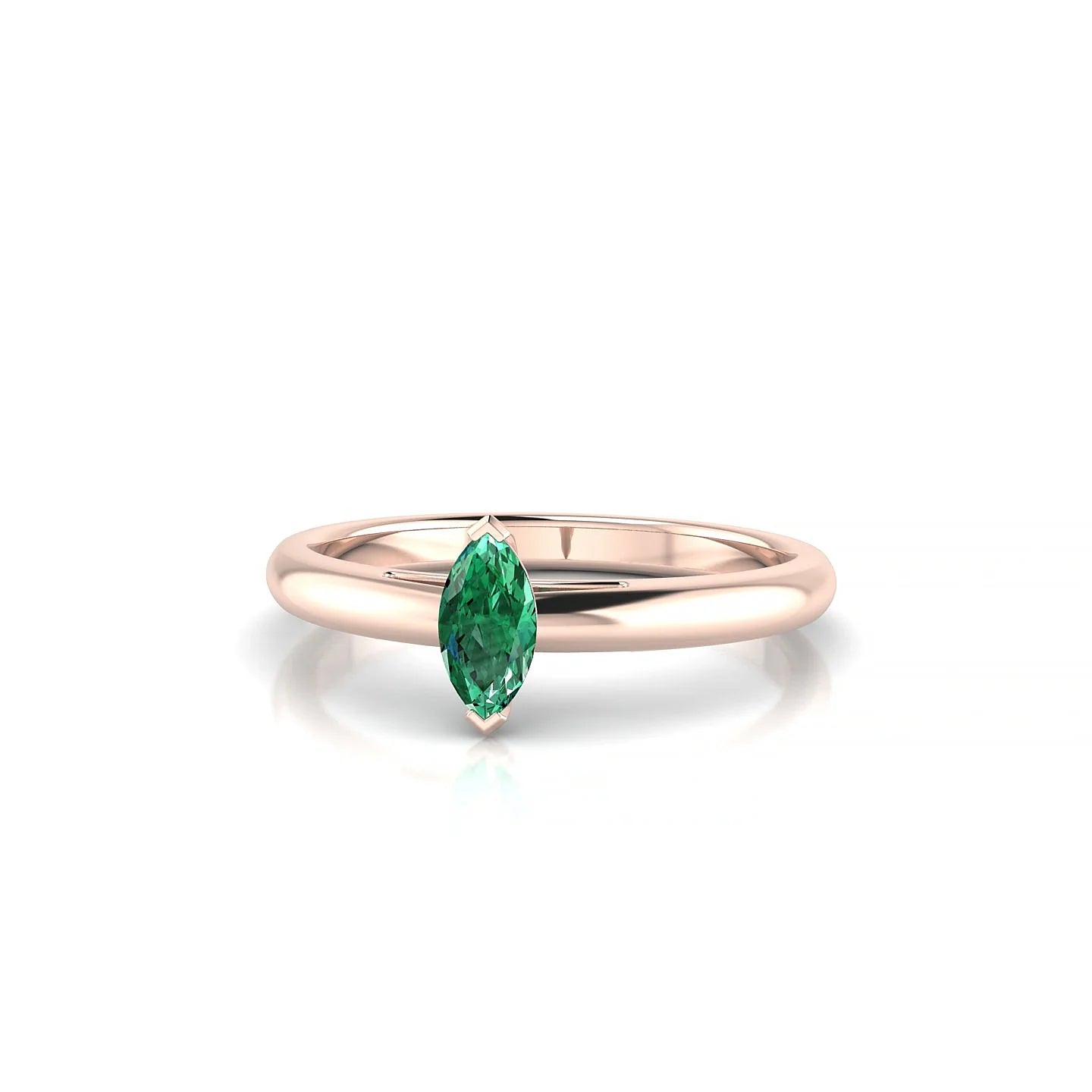 Treasure | 18k Rose Gold 6 x 3 mm Marquise Emerald Ring