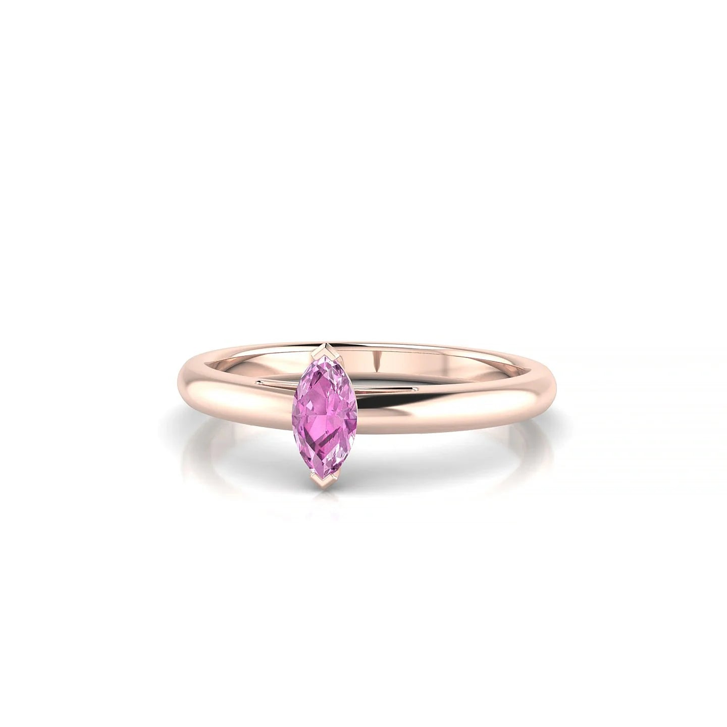 Treasure | 18k Rose Gold 6 x 3 mm Marquise Pink Sapphire Ring