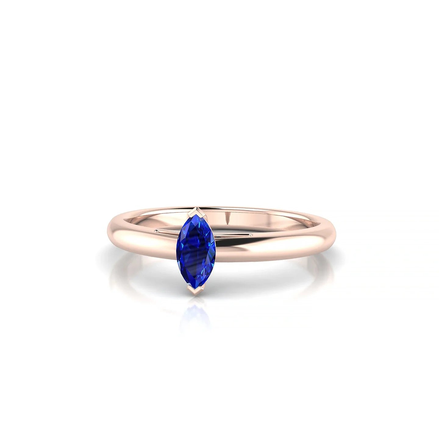Treasure | 18k Rose Gold 6 x 3 mm Marquise Sapphire Ring