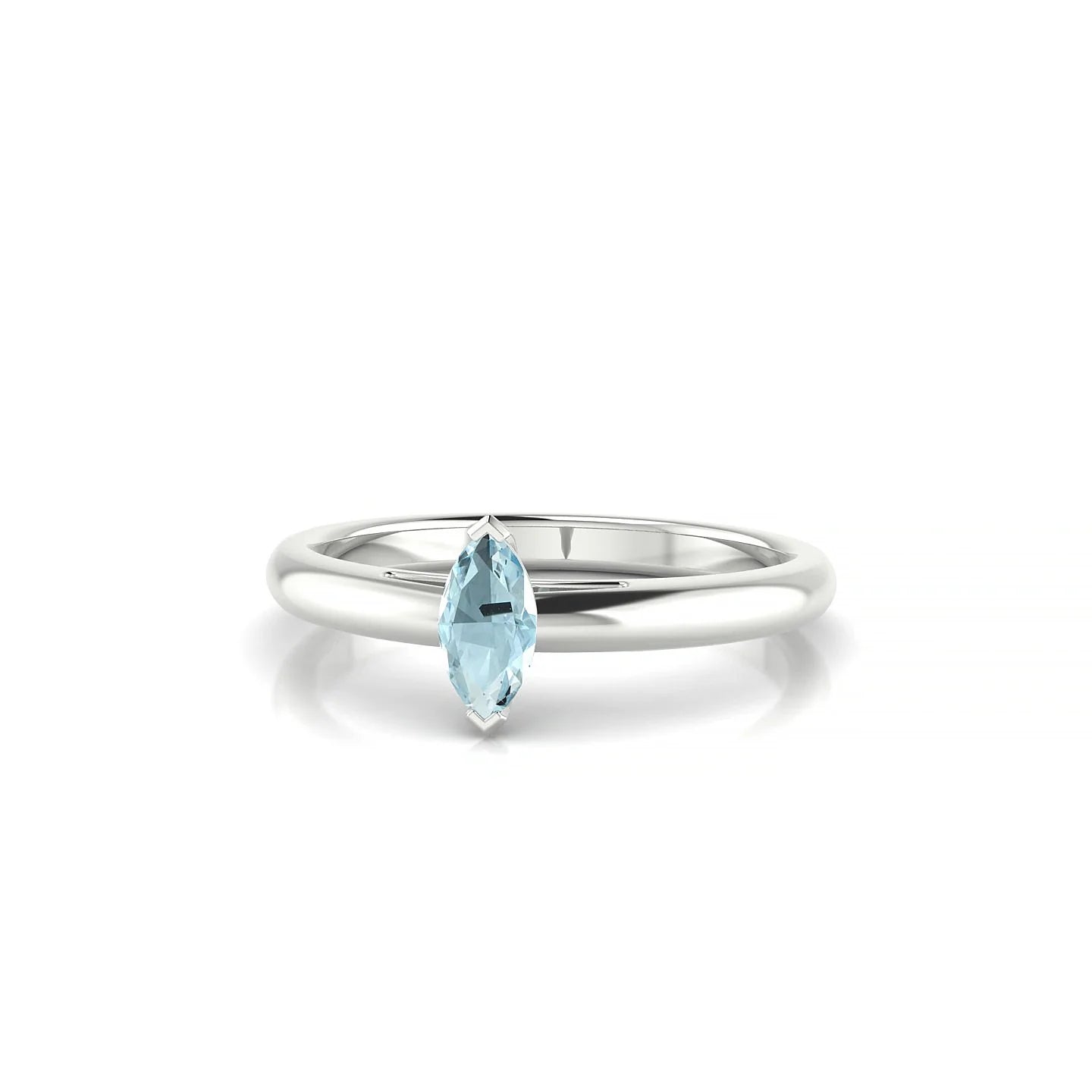 Treasure | 18k White Gold 6 x 3 mm Marquise Aquamarine Ring