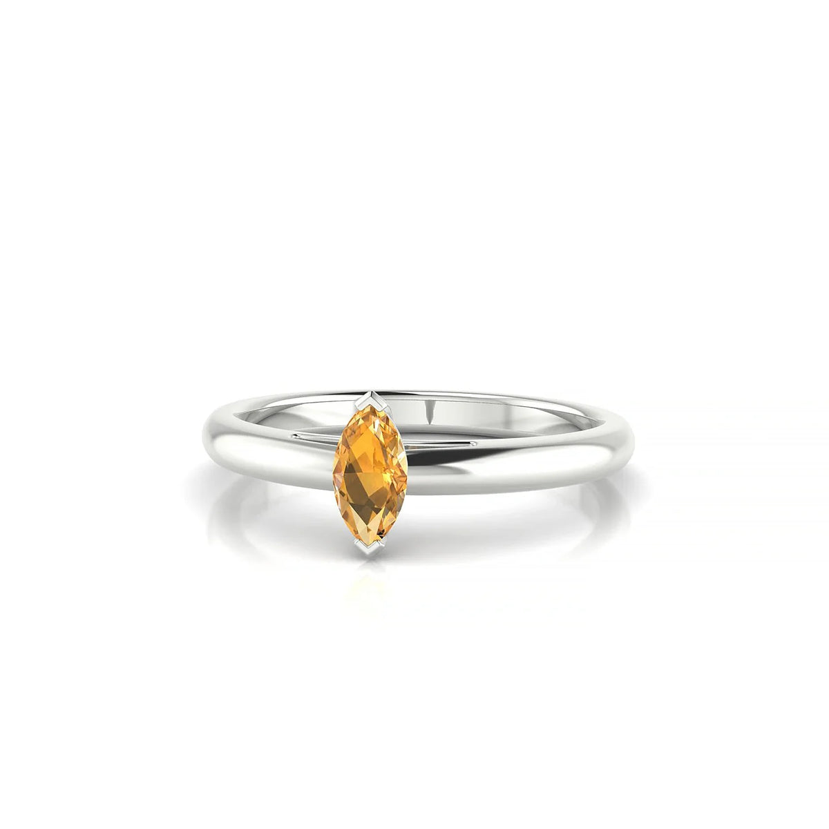 Treasure | 18k White Gold 6 x 3 mm Marquise Citrine Ring