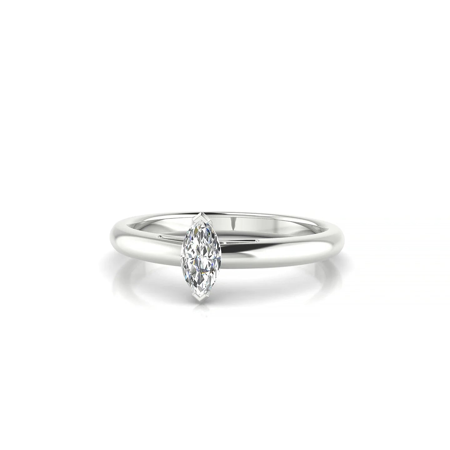 Treasure | 18k White Gold 6 x 3 mm Marquise Diamond Ring