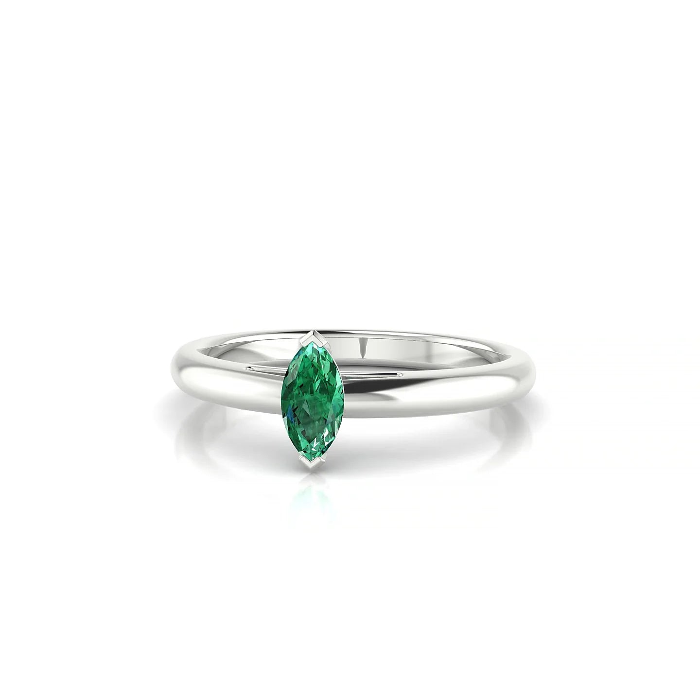 Treasure | 18k White Gold 6 x 3 mm Marquise Emerald Ring