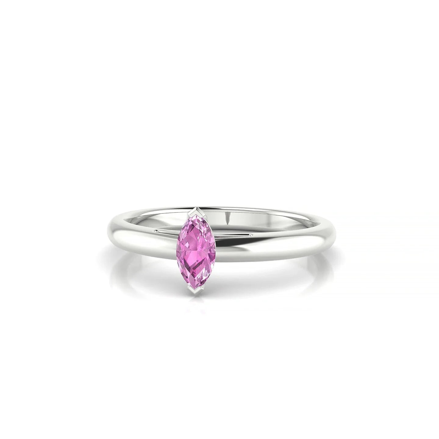 Treasure | 18k White Gold 6 x 3 mm Marquise Pink Sapphire Ring
