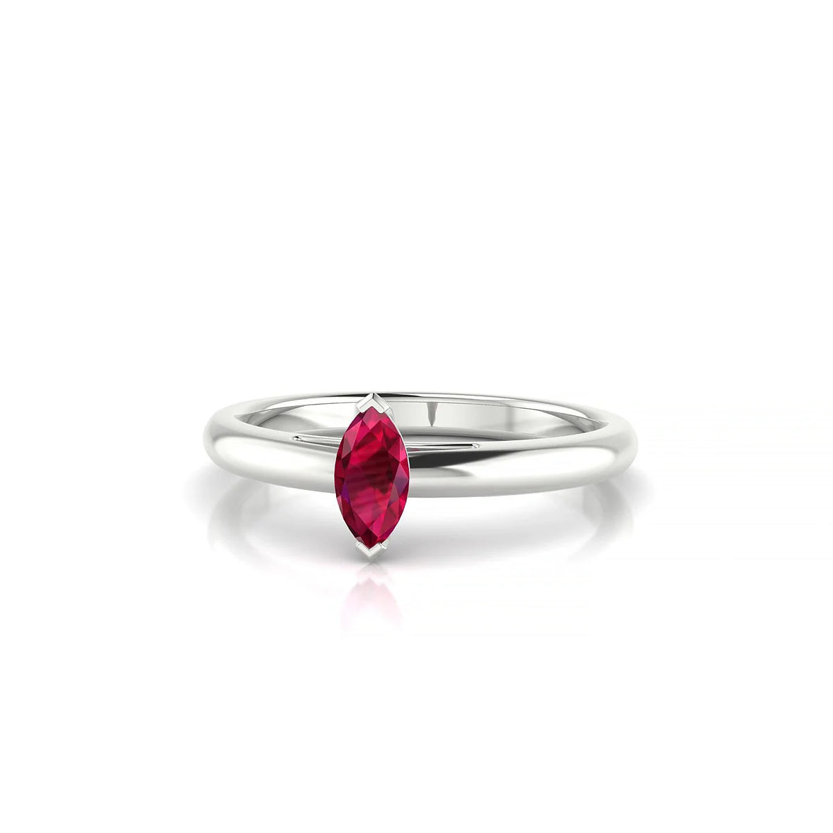 Treasure | 18k White Gold 6 x 3 mm Marquise Ruby Ring