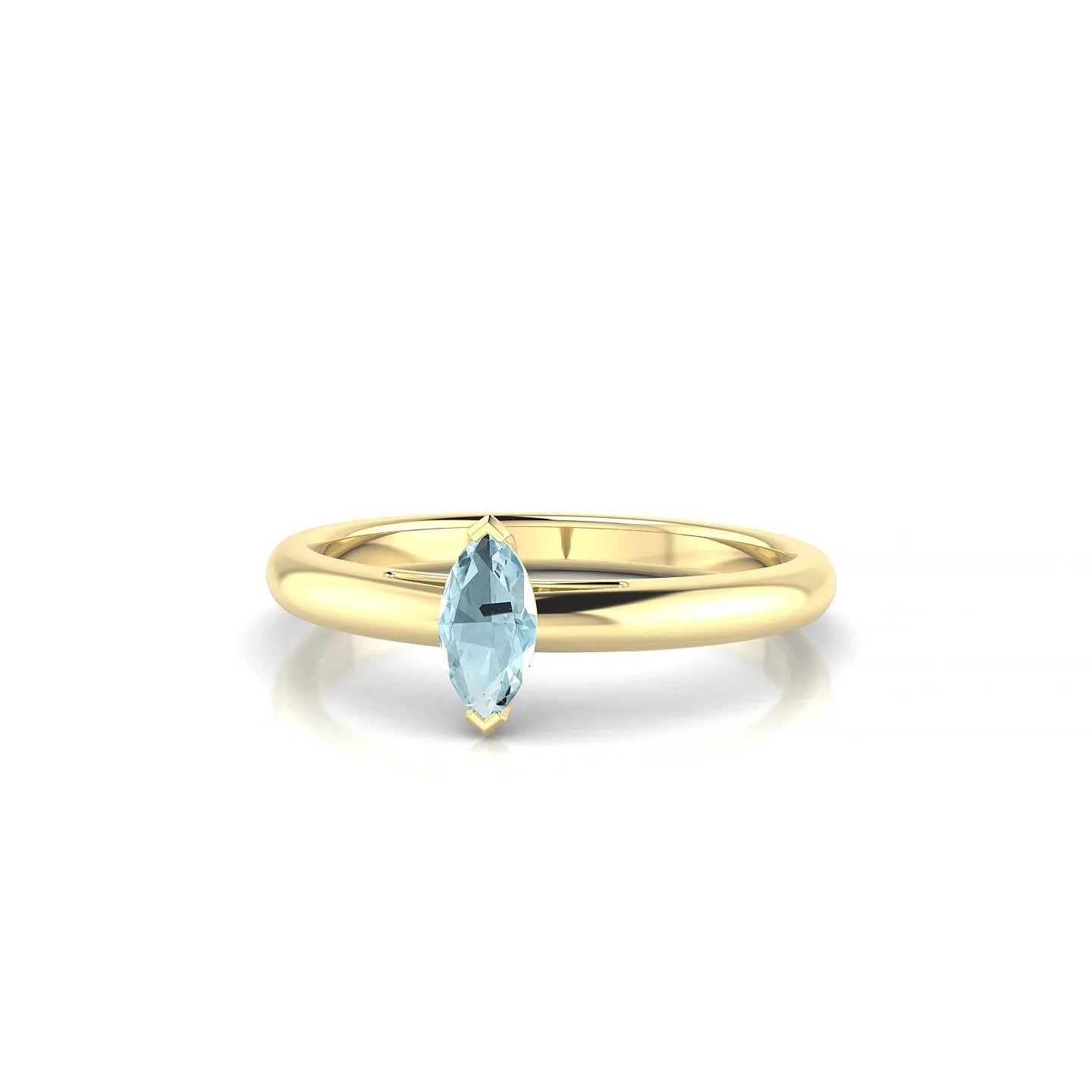 Treasure | 18k Yellow Gold 6 x 3 mm Marquise Aquamarine Ring