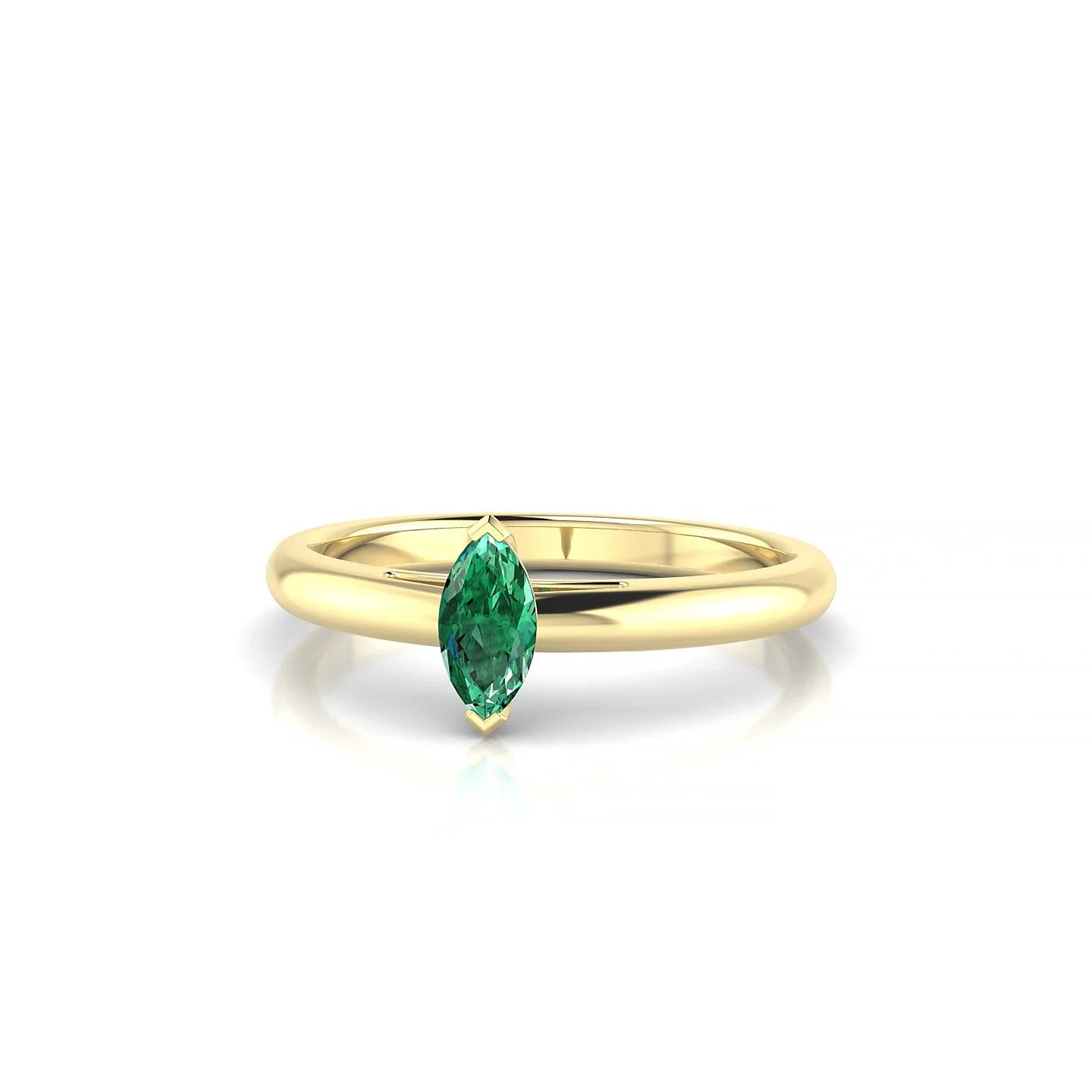 Treasure | 18k Yellow Gold 6 x 3 mm Marquise Emerald Ring