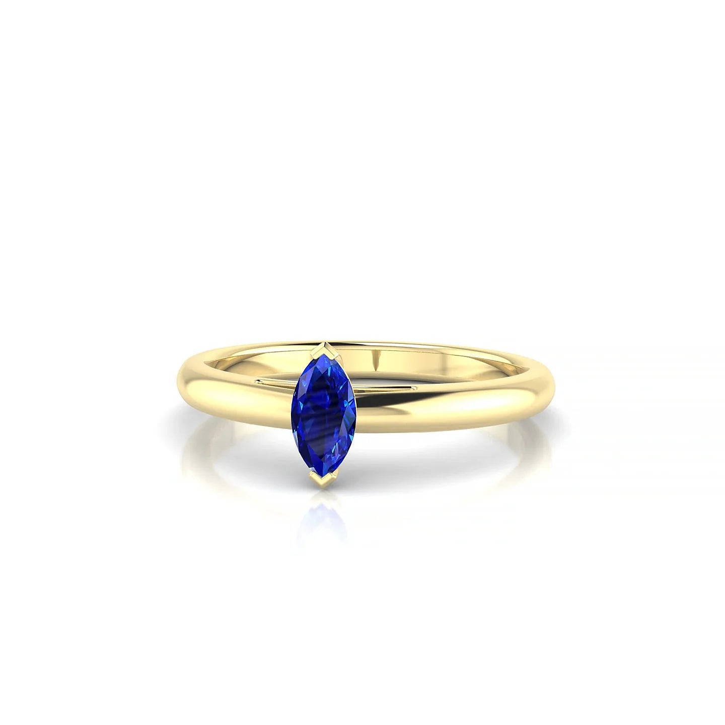 Treasure | 18k Yellow Gold 6 x 3 mm Marquise Sapphire Ring
