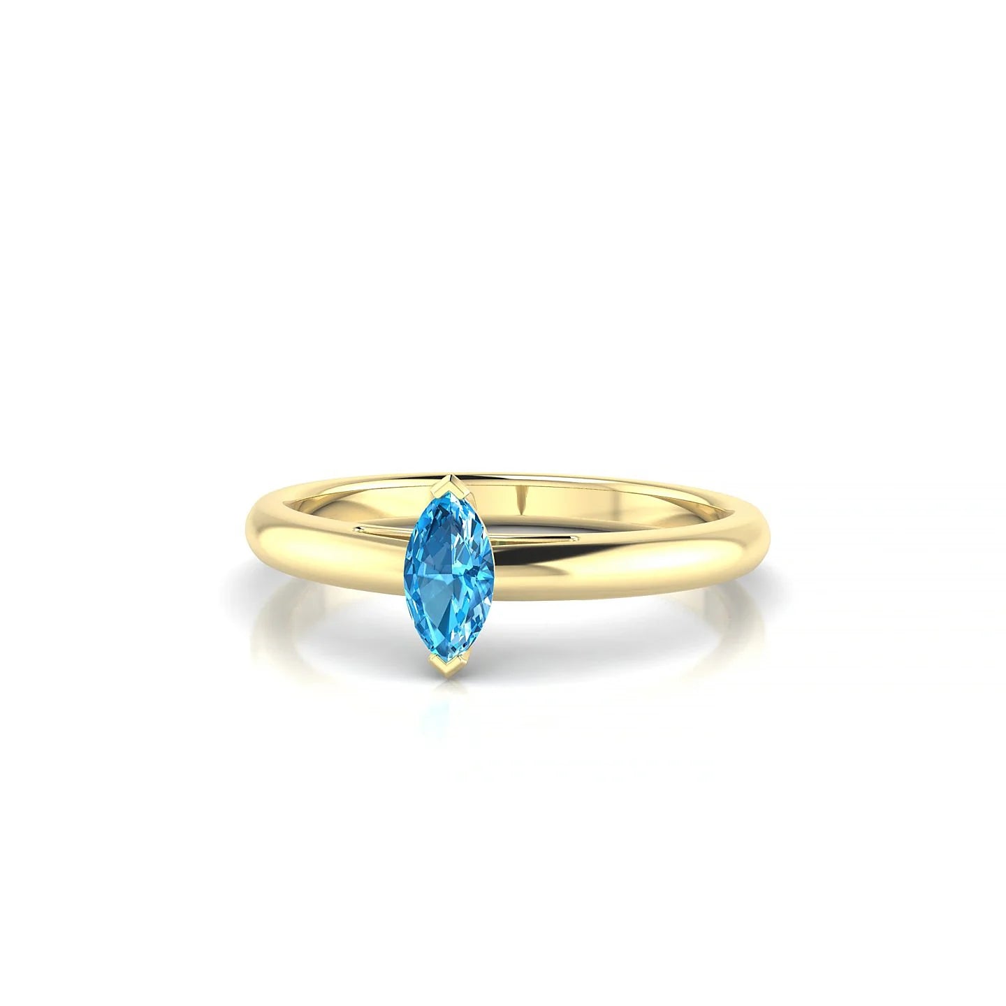 Treasure | 18k Yellow Gold 6 x 3 mm Marquise Topaz Ring