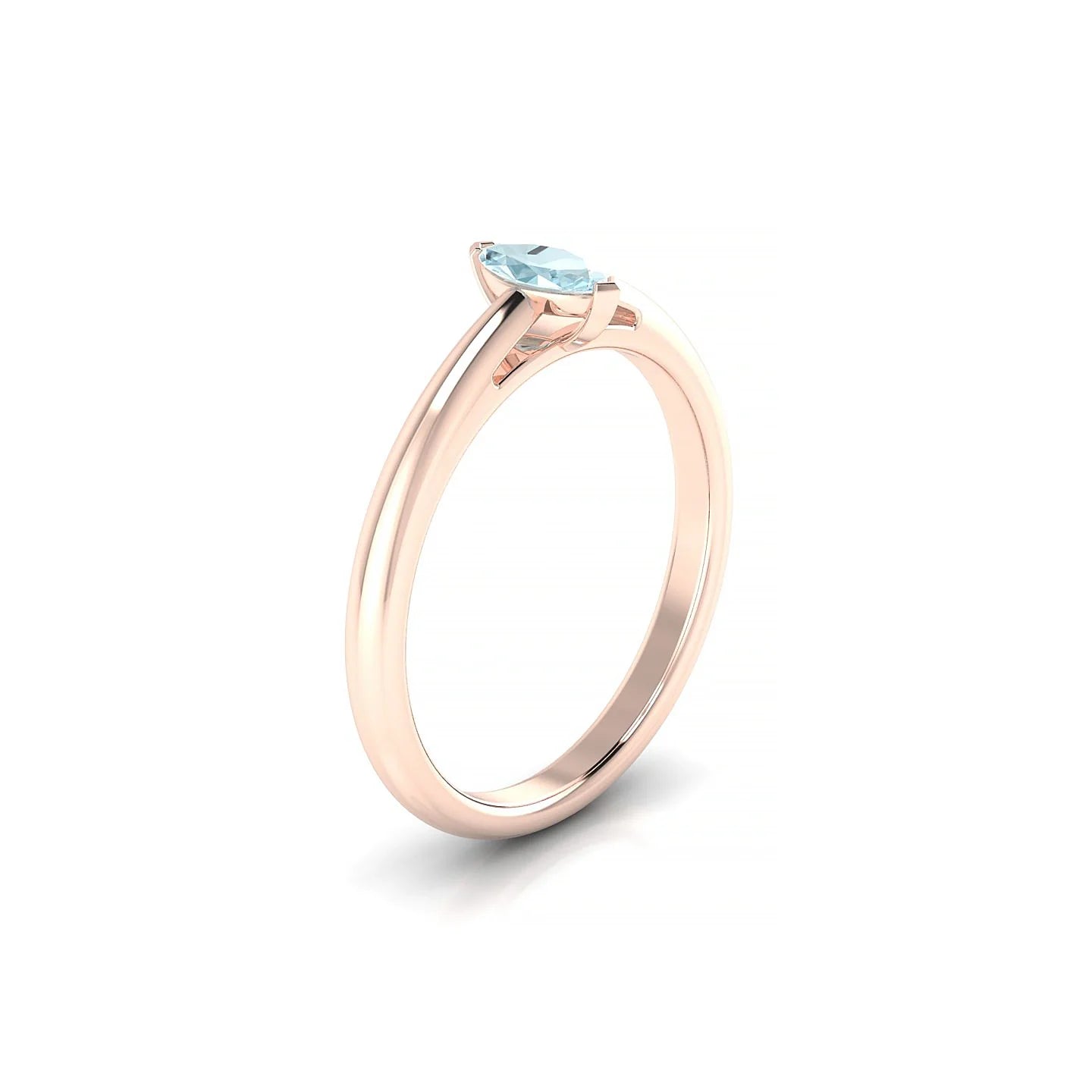 Treasure | 18k Rose Gold 6 x 3 mm Marquise Aquamarine Ring