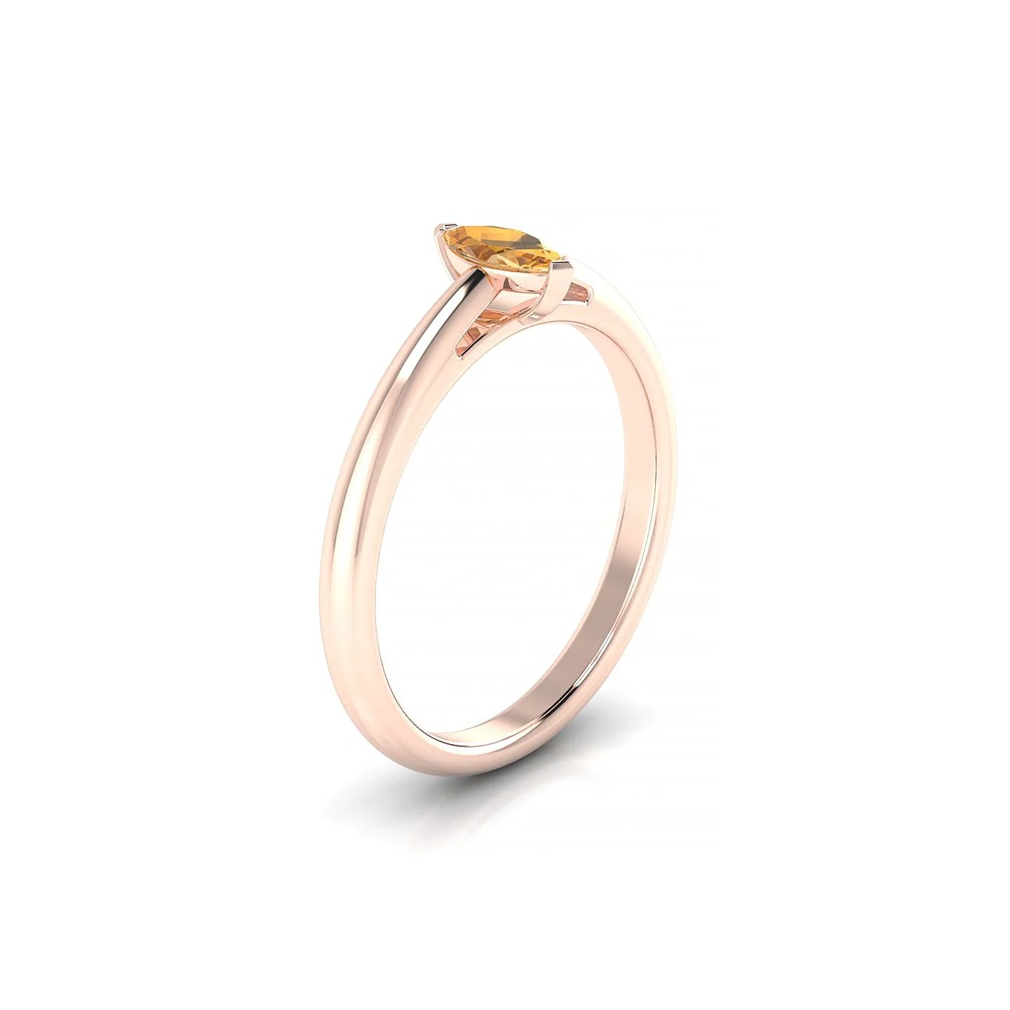 Treasure | 18k Rose Gold 6 x 3 mm Marquise Citrine Ring