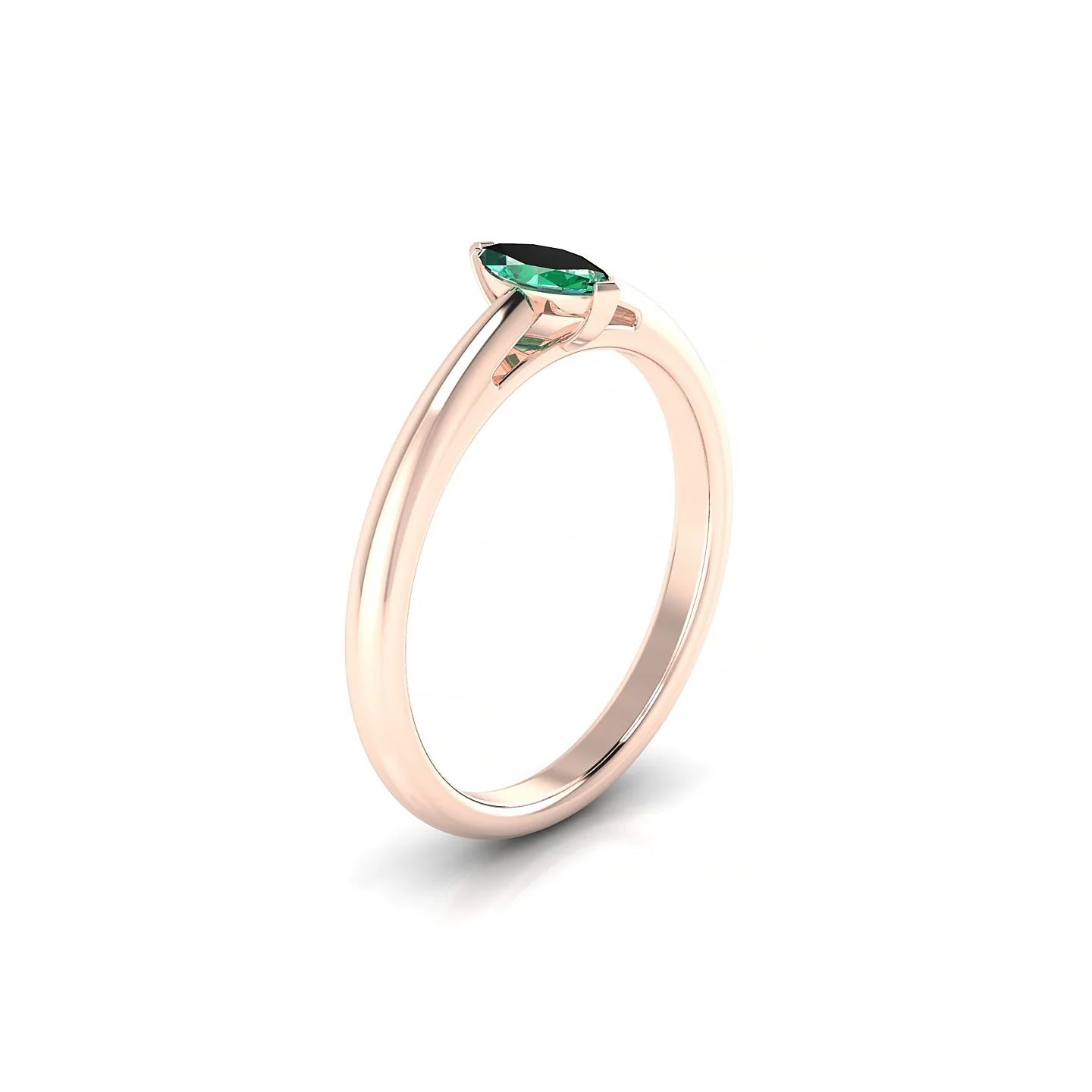 Treasure | 18k Rose Gold 6 x 3 mm Marquise Emerald Ring