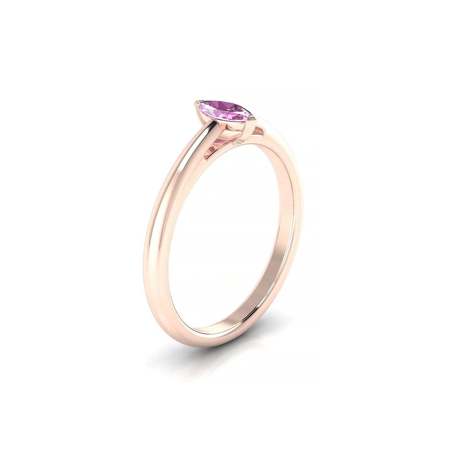 Treasure | 18k Rose Gold 6 x 3 mm Marquise Pink Sapphire Ring