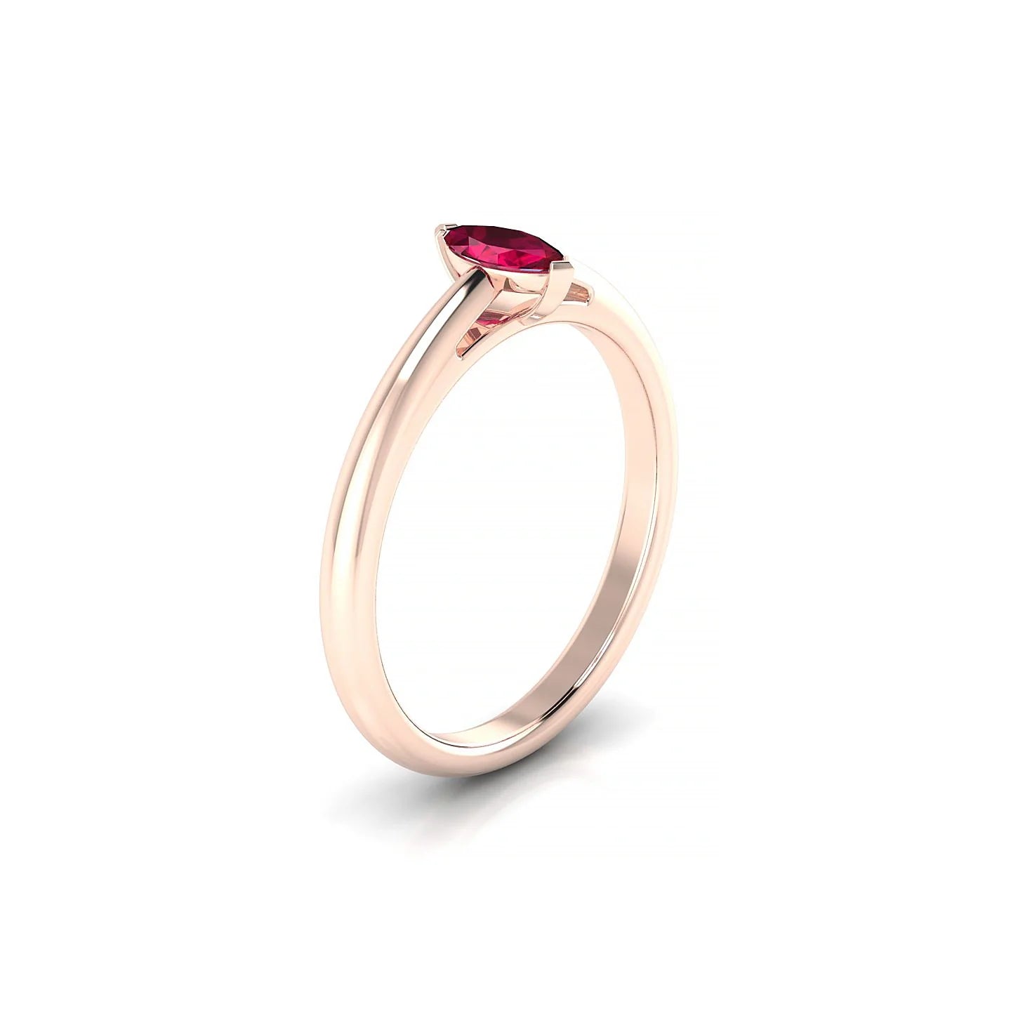 Treasure | 18k Rose Gold 6 x 3 mm Marquise Ruby Ring