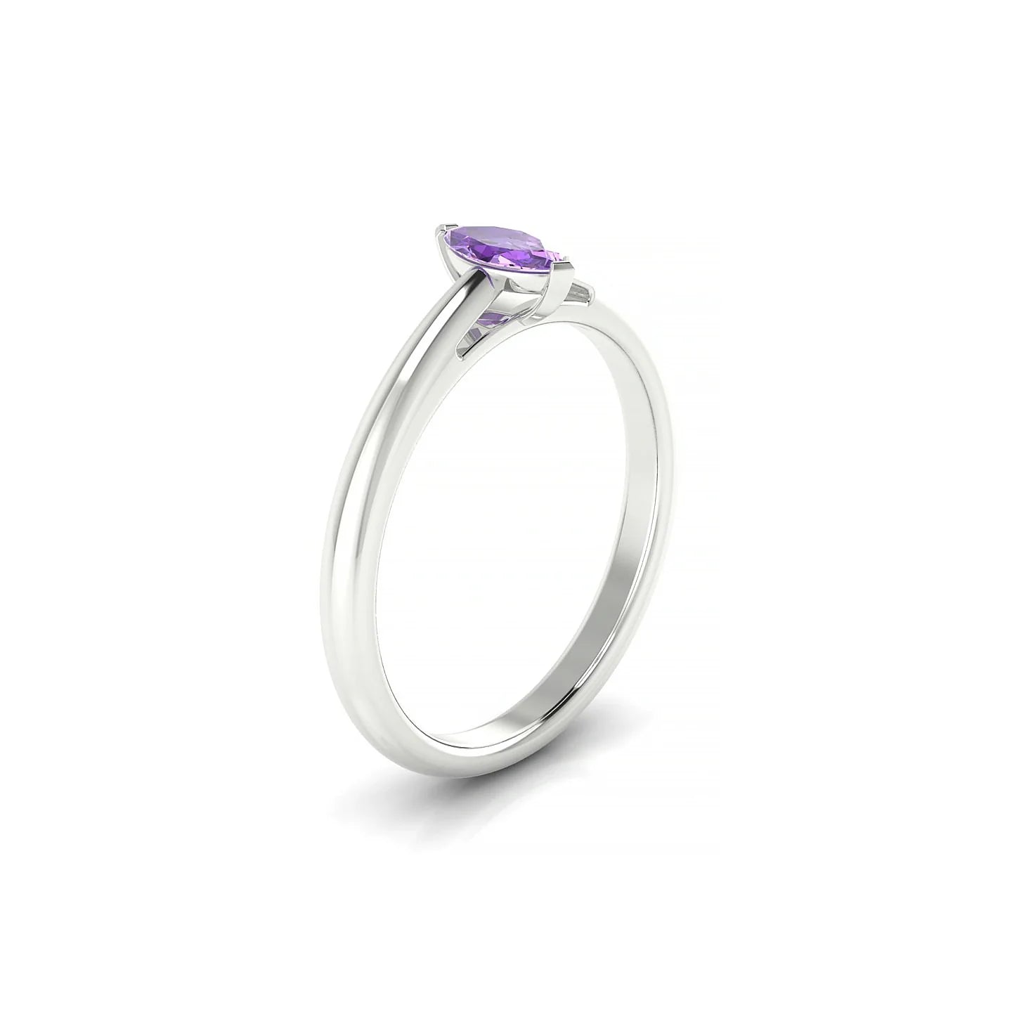 Treasure | 18k White Gold 6 x 3 mm Marquise Amethyst Ring