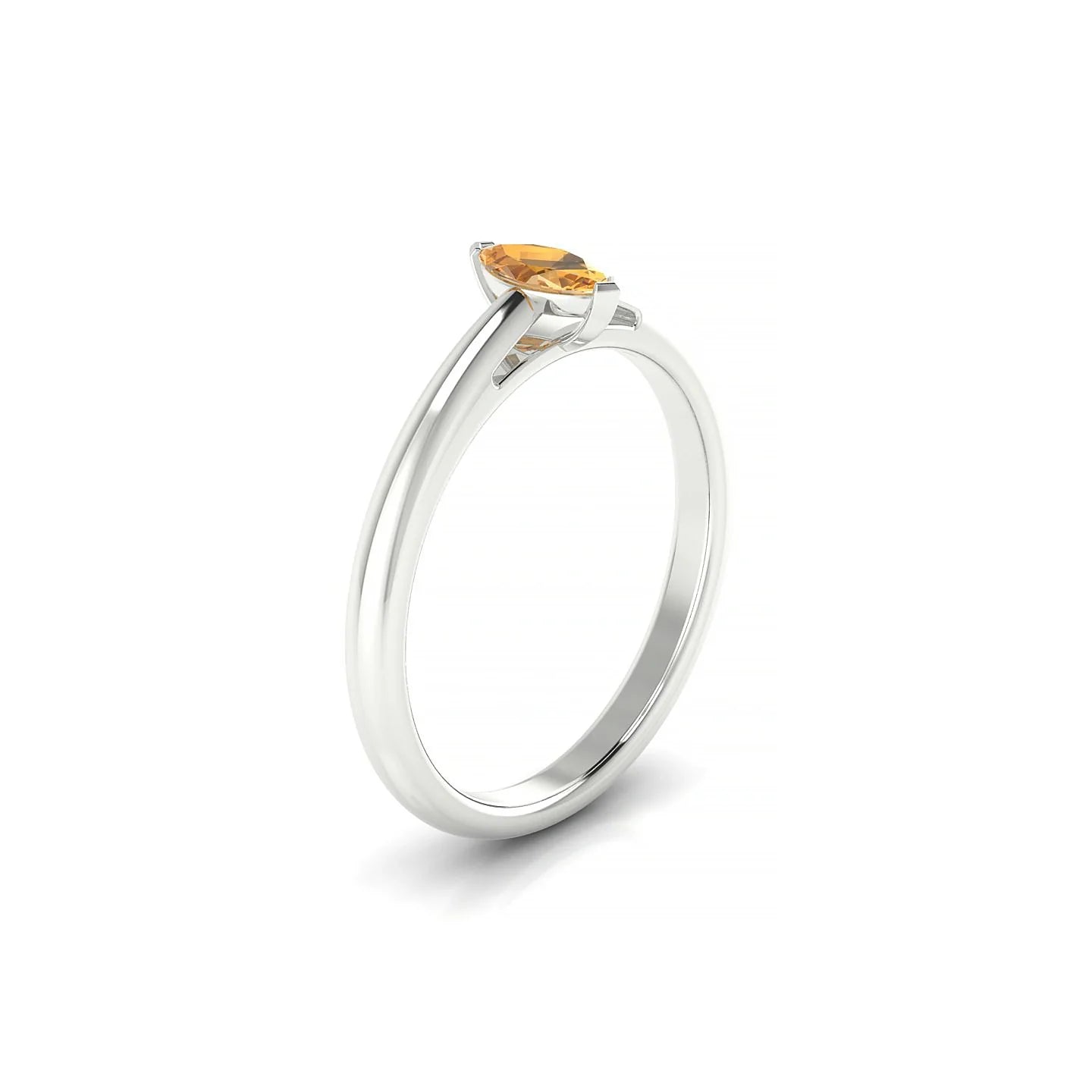 Treasure | 18k White Gold 6 x 3 mm Marquise Citrine Ring