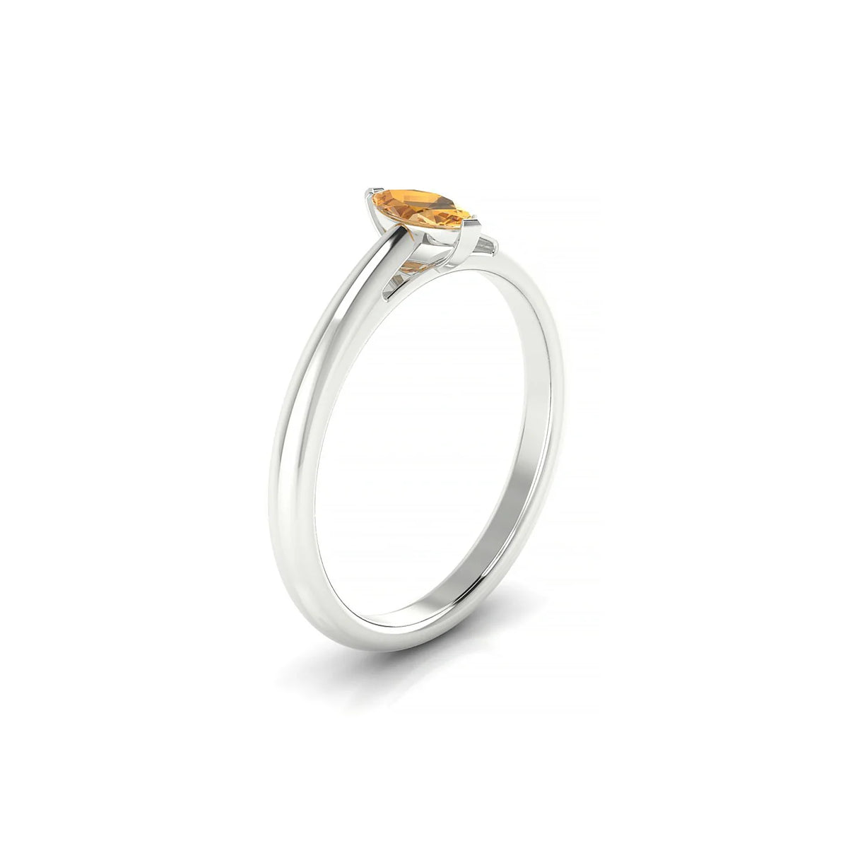 Treasure | 18k White Gold 6 x 3 mm Marquise Citrine Ring