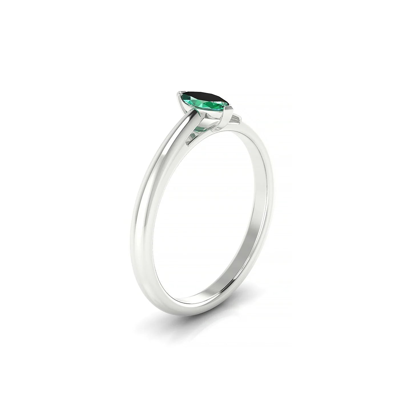 Treasure | 18k White Gold 6 x 3 mm Marquise Emerald Ring