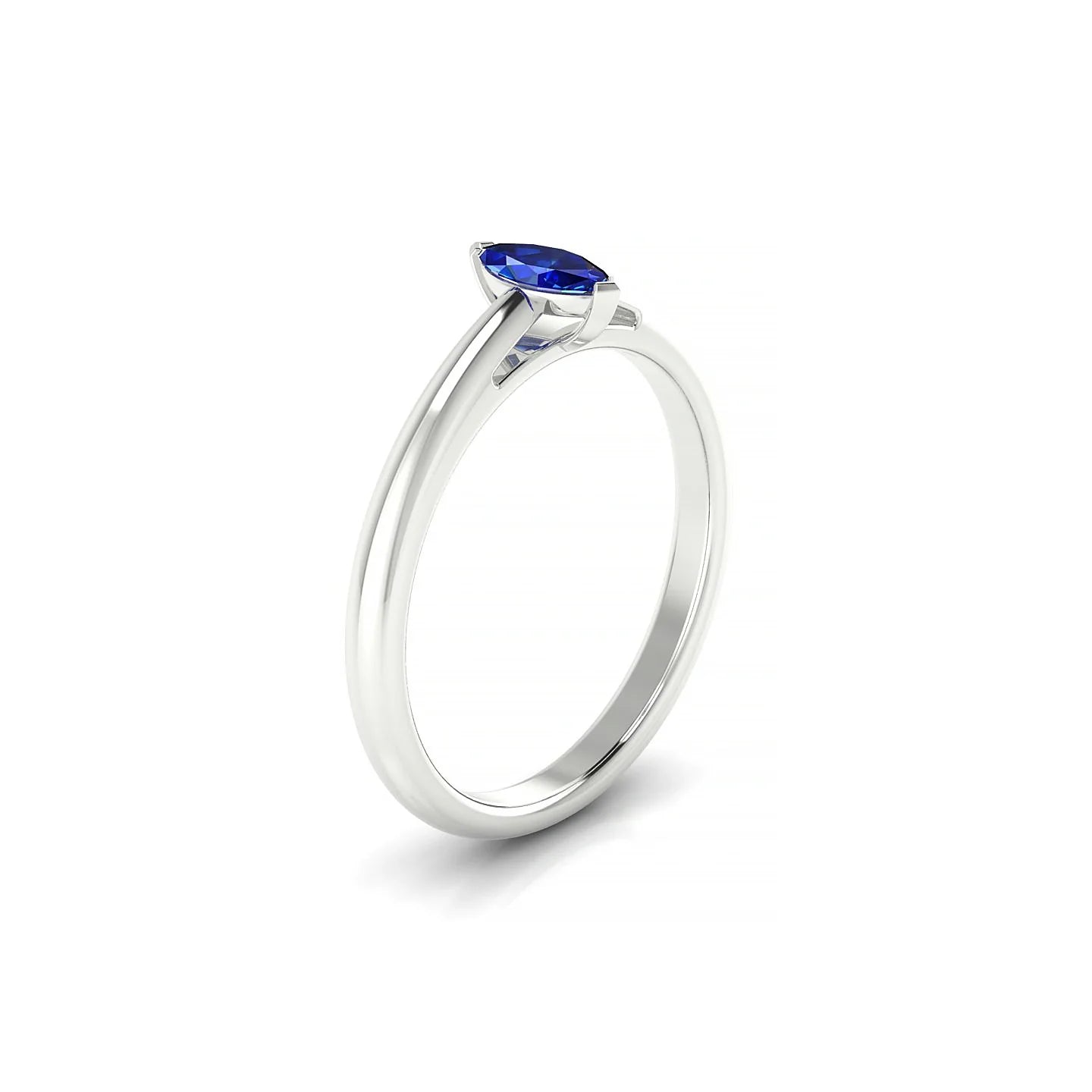 Treasure | 18k White Gold 6 x 3 mm Marquise Sapphire Ring