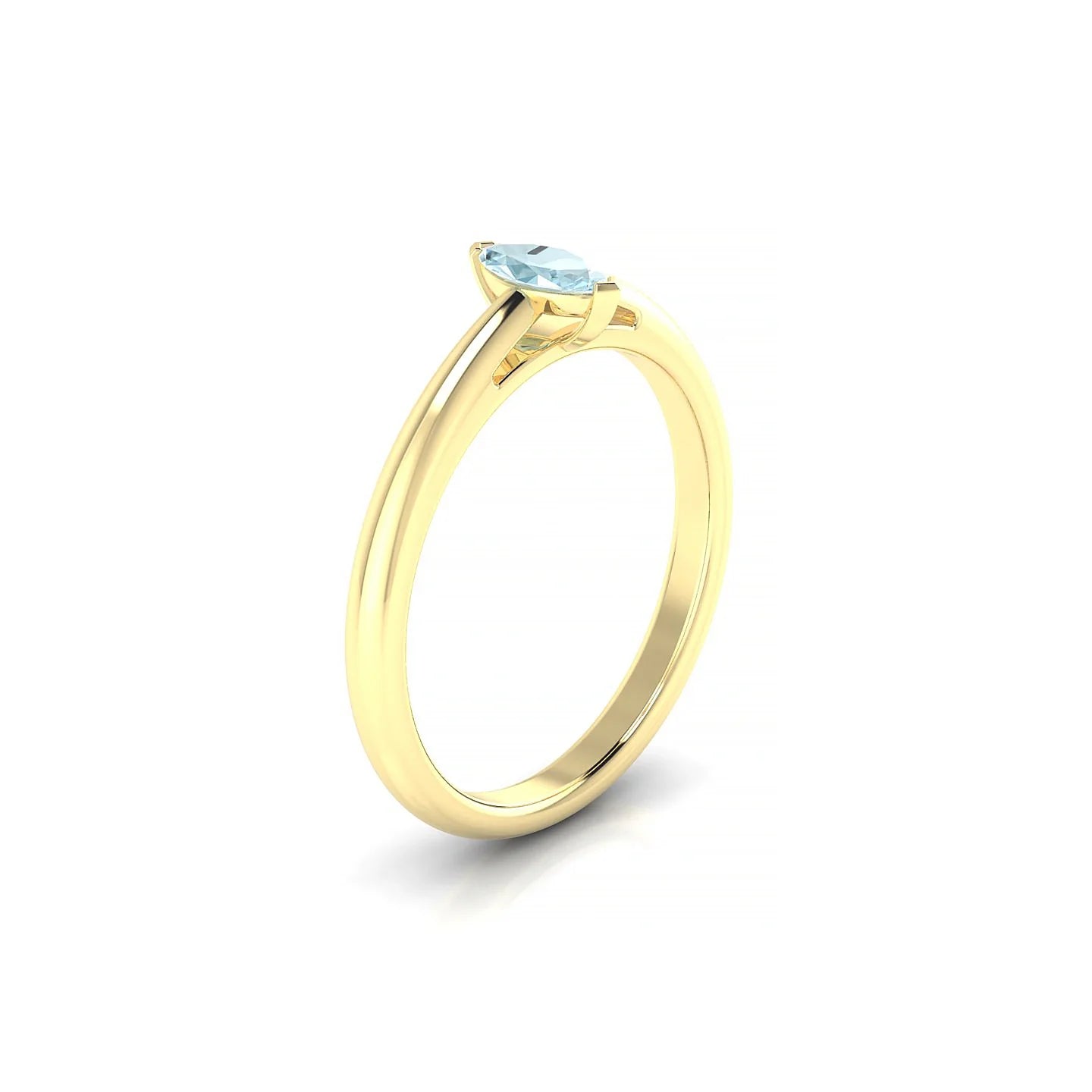 Treasure | 18k Yellow Gold 6 x 3 mm Marquise Aquamarine Ring