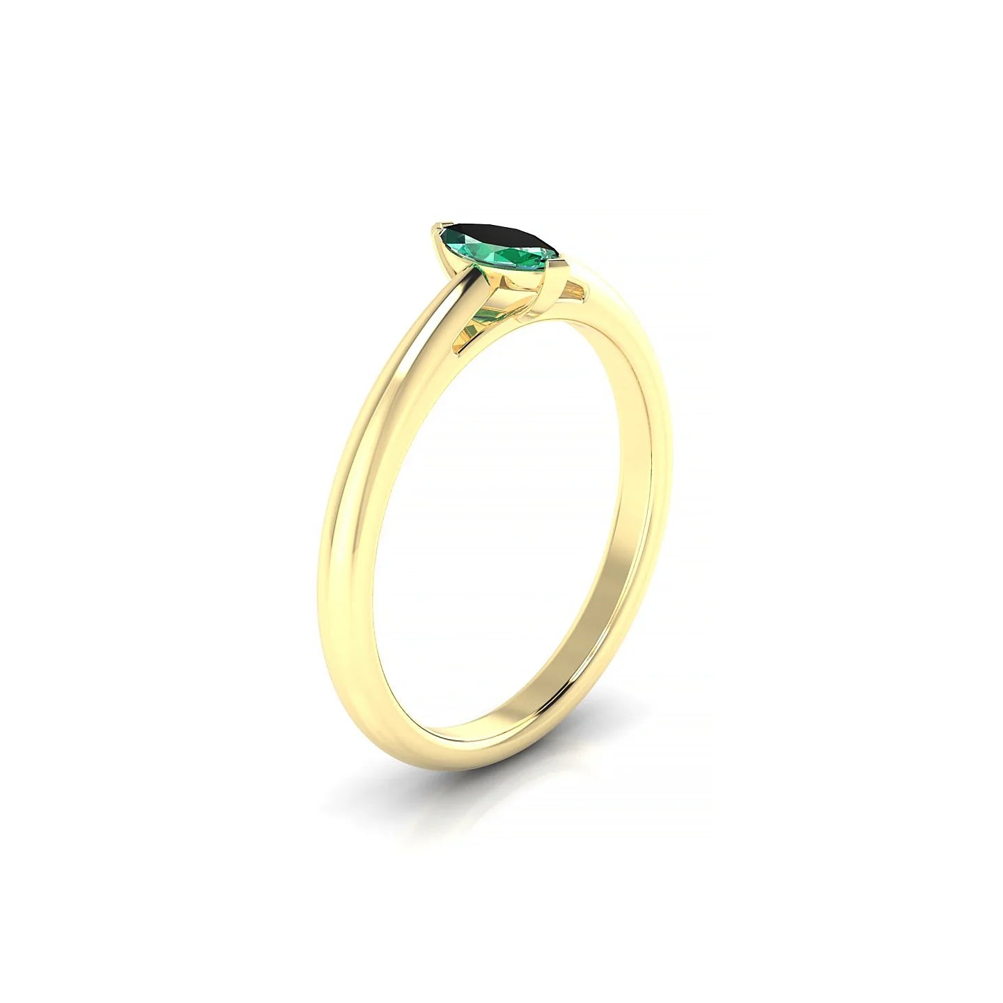 Treasure | 18k Yellow Gold 6 x 3 mm Marquise Emerald Ring