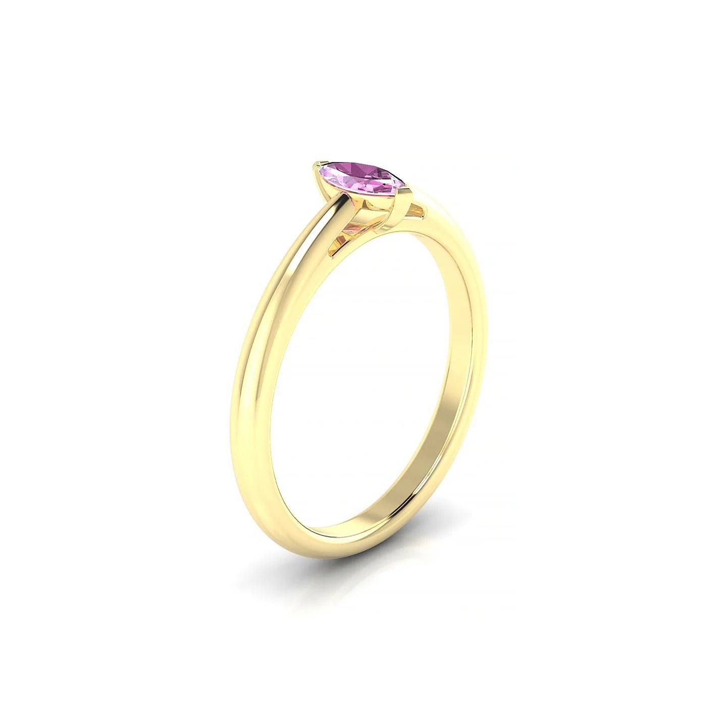 Treasure | 18k Yellow Gold 6 x 3 mm Marquise Pink Sapphire Ring