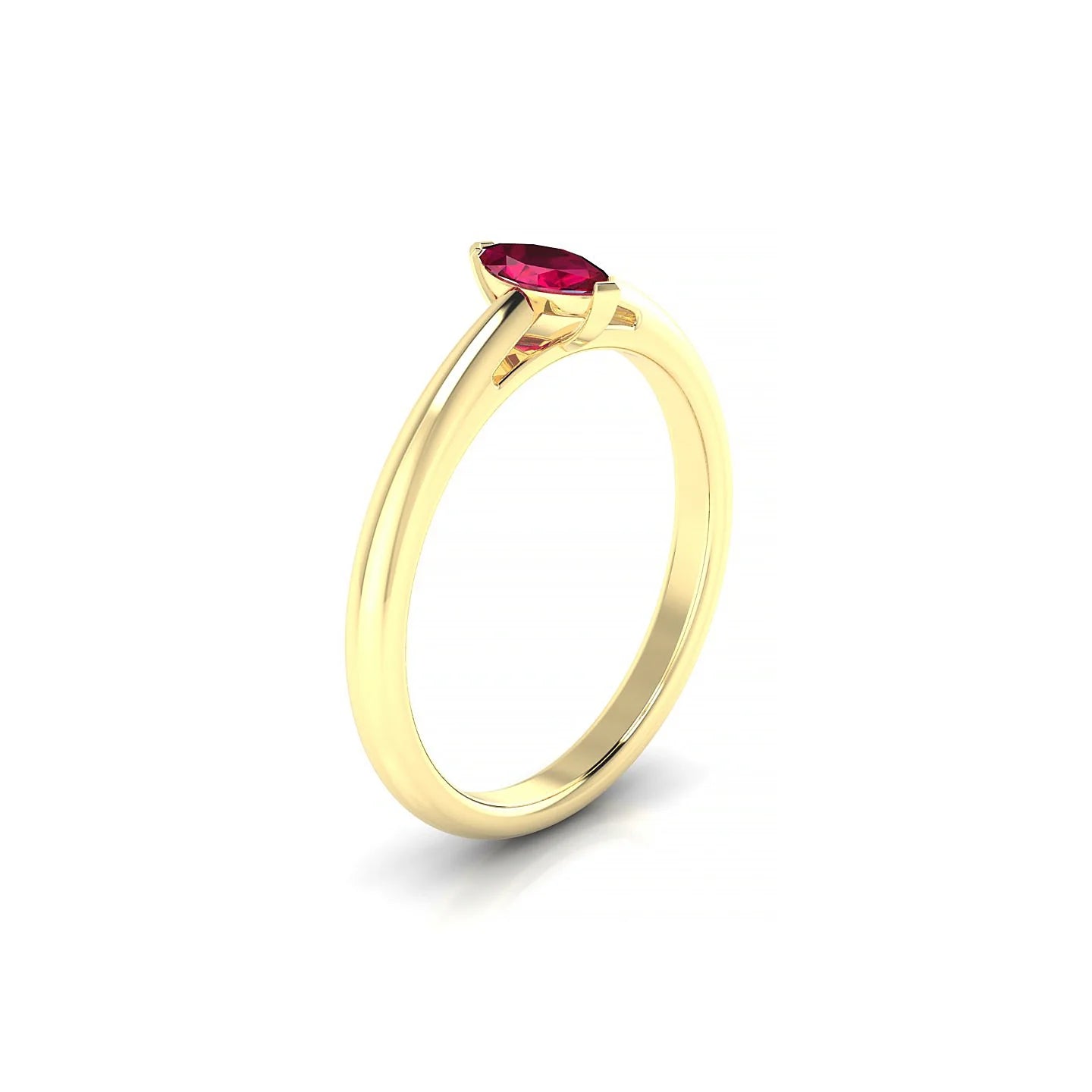 Treasure | 18k Yellow Gold 6 x 3 mm Marquise Ruby Ring
