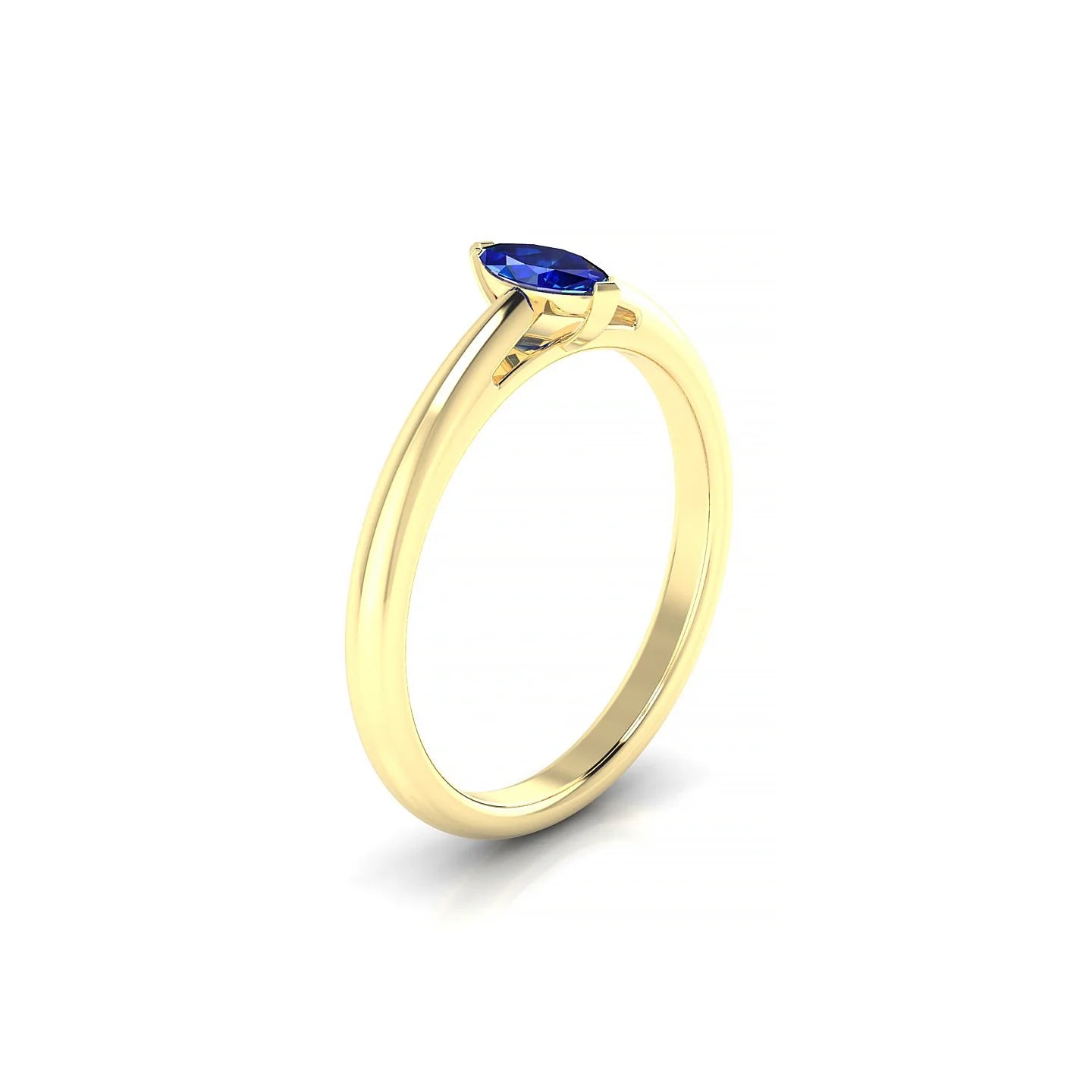 Treasure | 18k Yellow Gold 6 x 3 mm Marquise Sapphire Ring