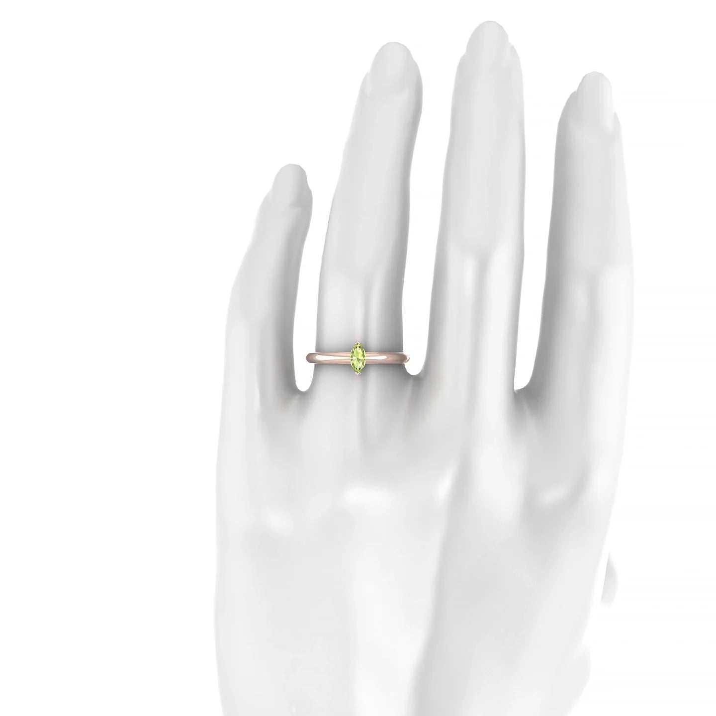 Treasure | 18k Rose Gold 6 x 3 mm Marquise Peridot Ring