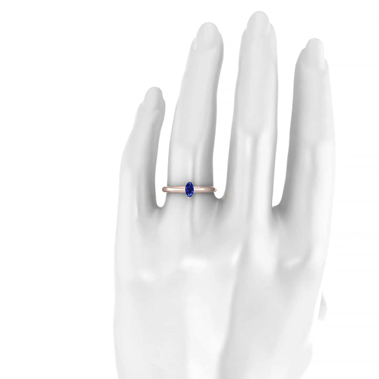 Treasure | 18k Rose Gold 6 x 3 mm Marquise Sapphire Ring