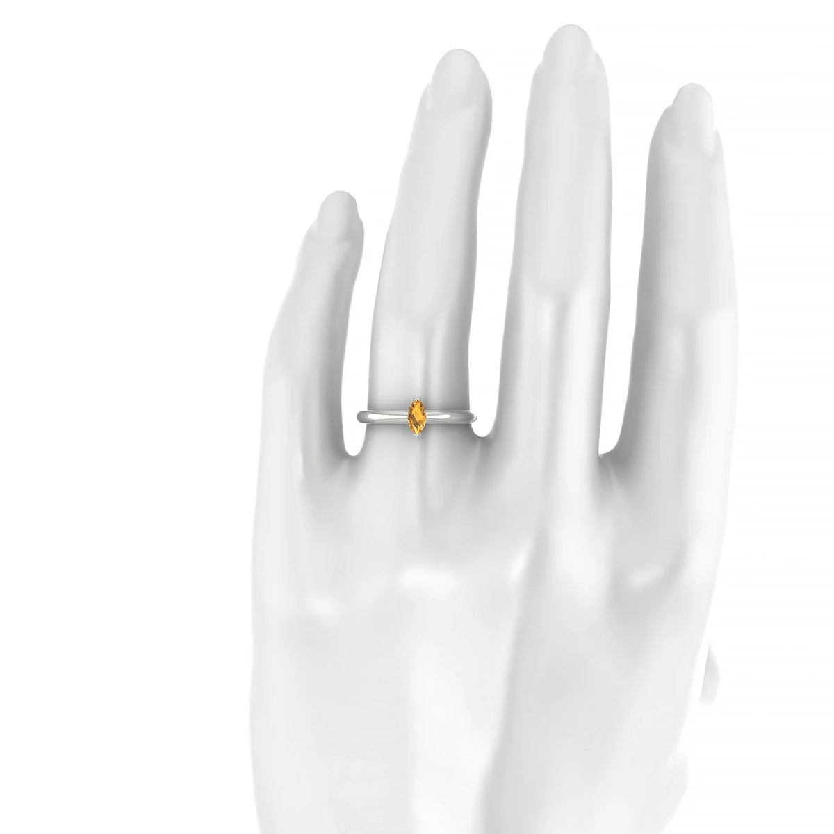 Treasure | 18k White Gold 6 x 3 mm Marquise Citrine Ring