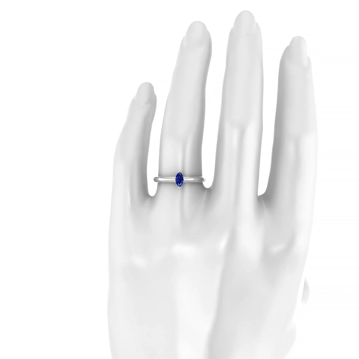 Treasure | 18k White Gold 6 x 3 mm Marquise Sapphire Ring
