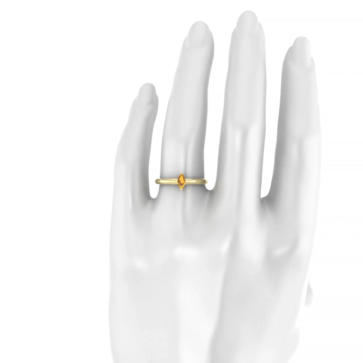 Treasure | 18k Yellow Gold 6 x 3 mm Marquise Citrine Ring