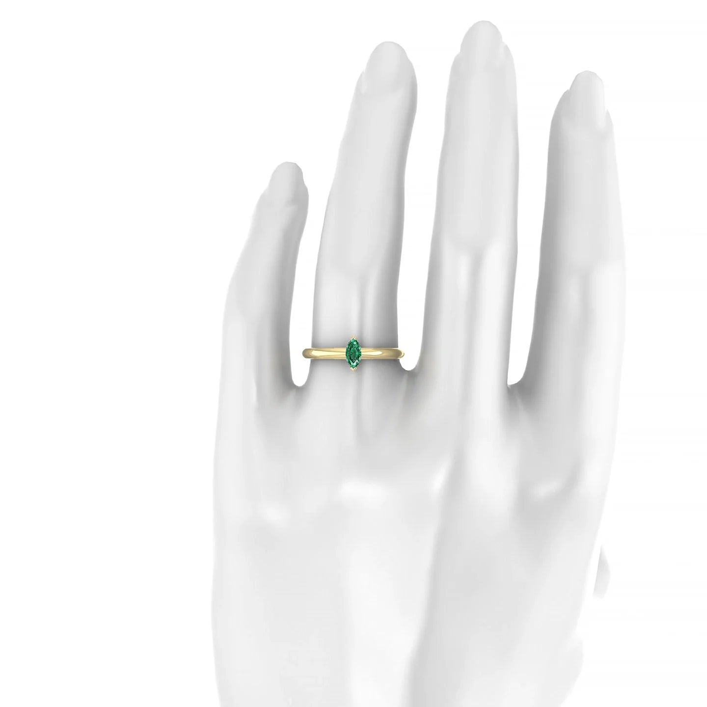 Treasure | 18k Yellow Gold 6 x 3 mm Marquise Emerald Ring
