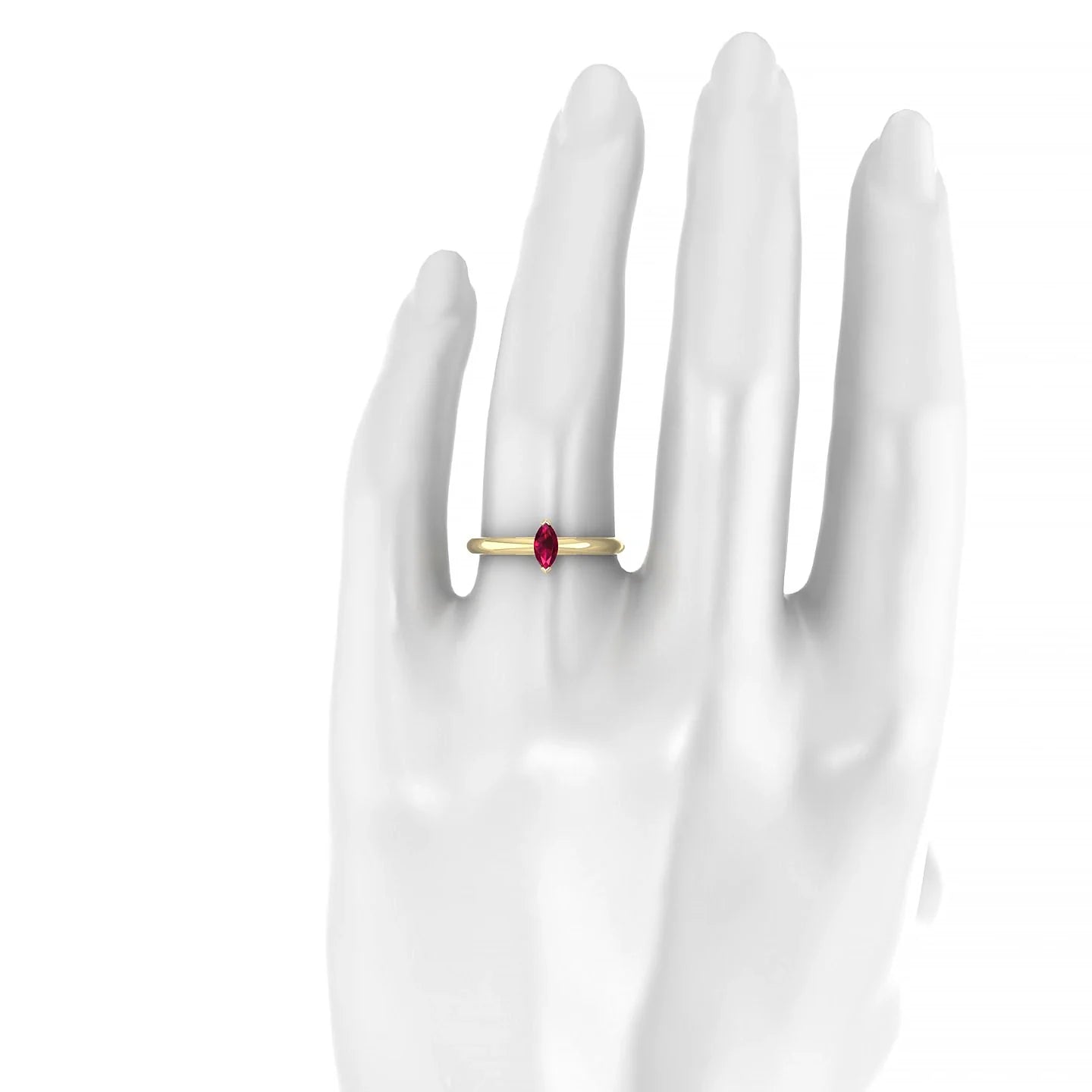 Treasure | 18k Yellow Gold 6 x 3 mm Marquise Ruby Ring