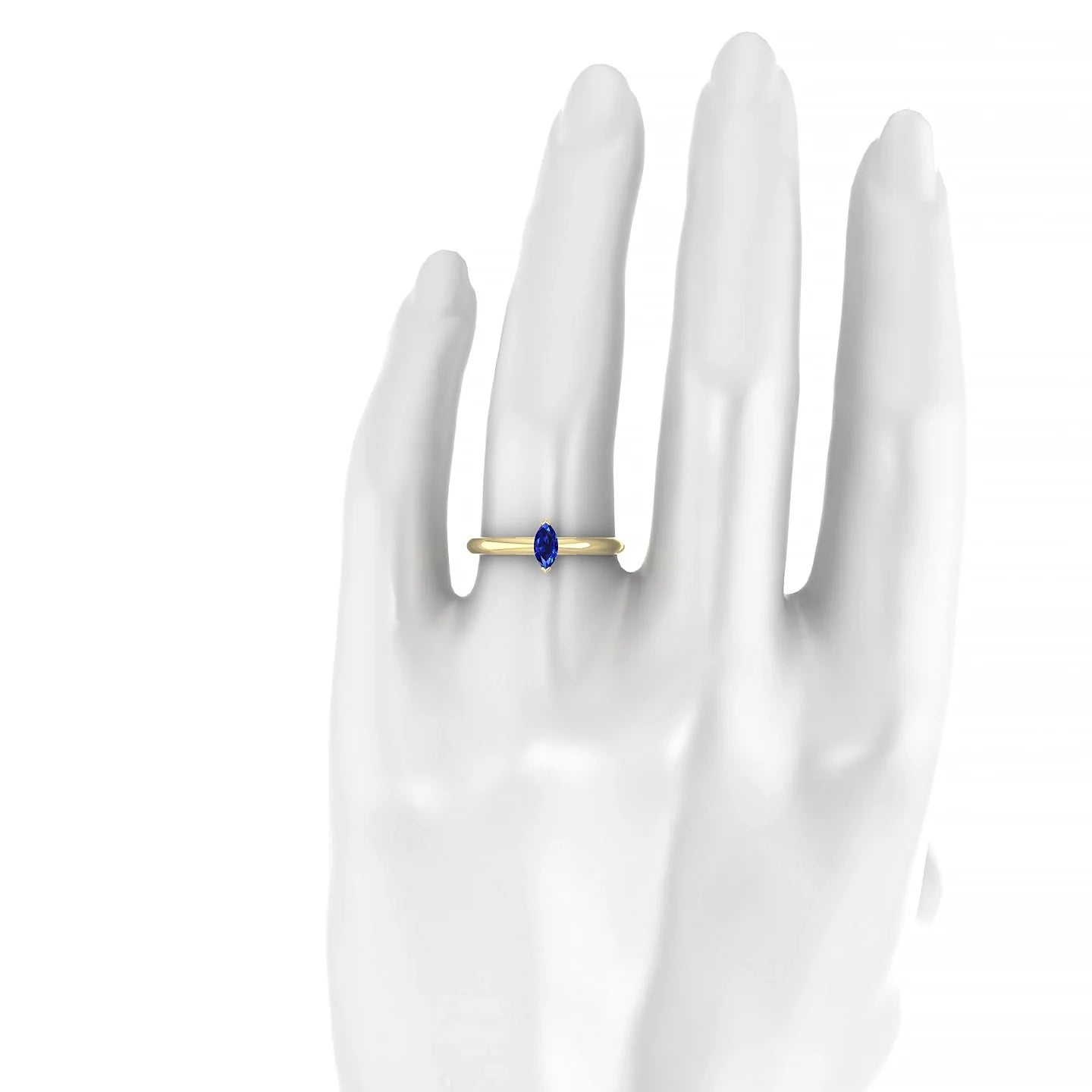 Treasure | 18k Yellow Gold 6 x 3 mm Marquise Sapphire Ring
