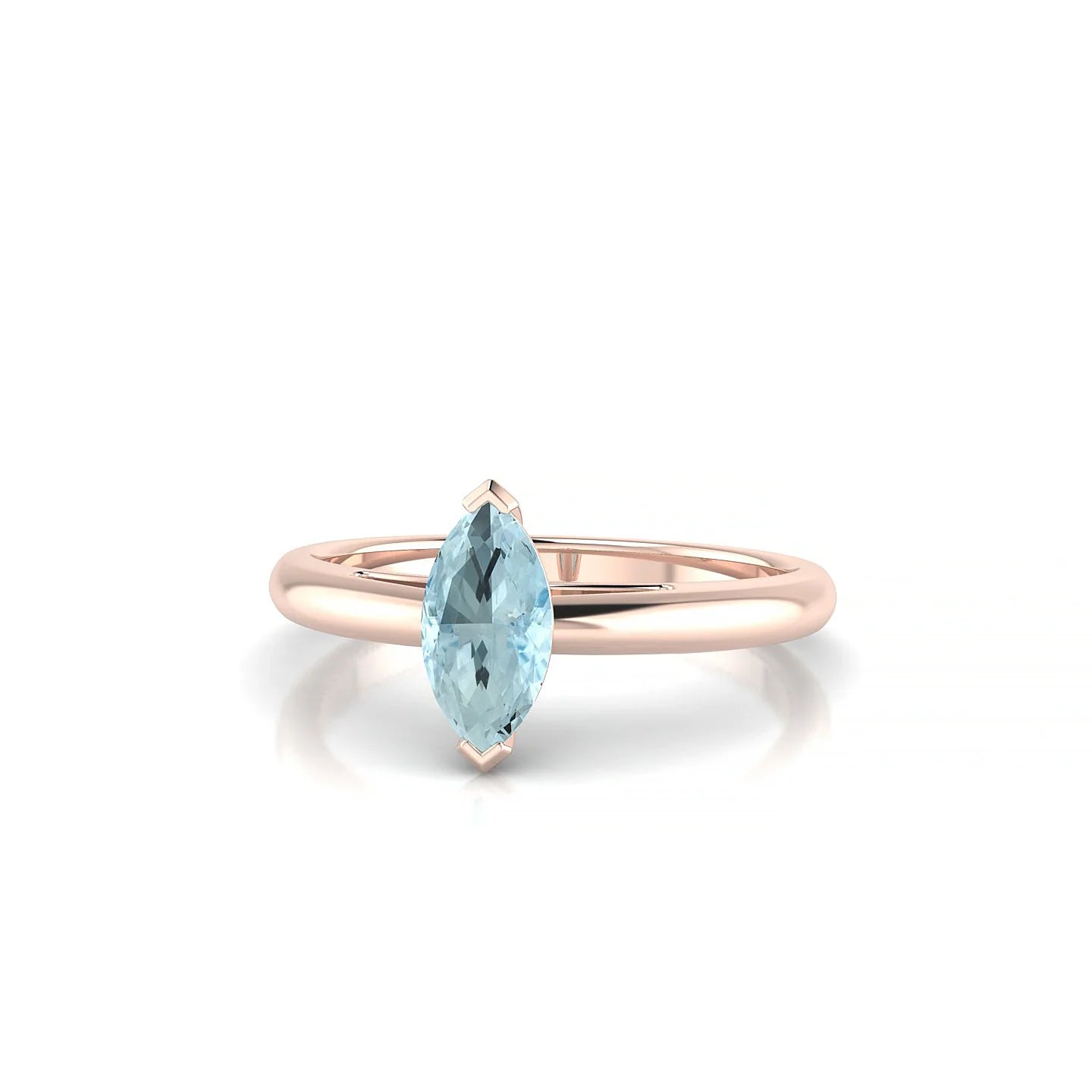 Treasure | 18k Rose Gold 8 x 4 mm Marquise Aquamarine Ring