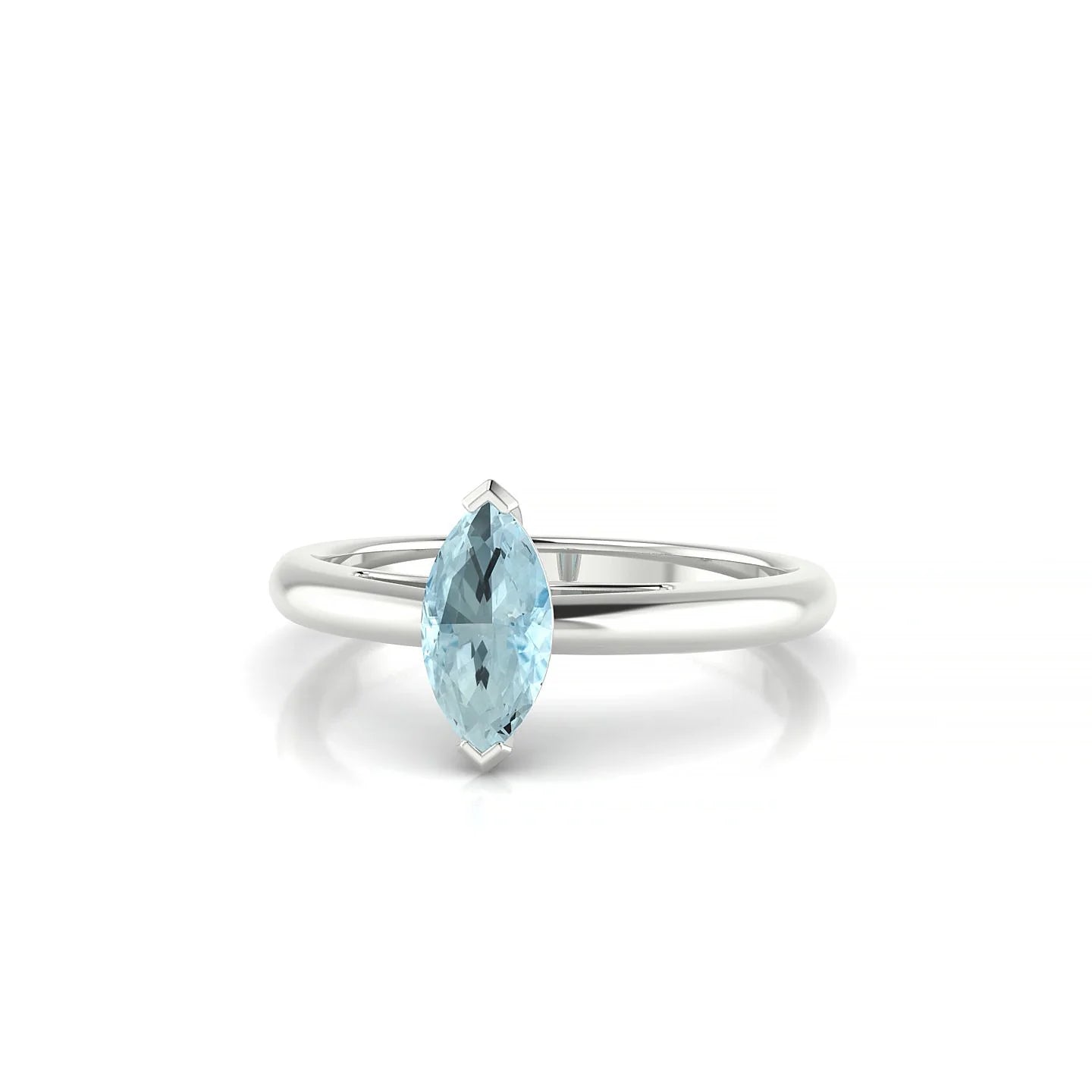 Treasure | 18k White Gold 8 x 4 mm Marquise Aquamarine Ring