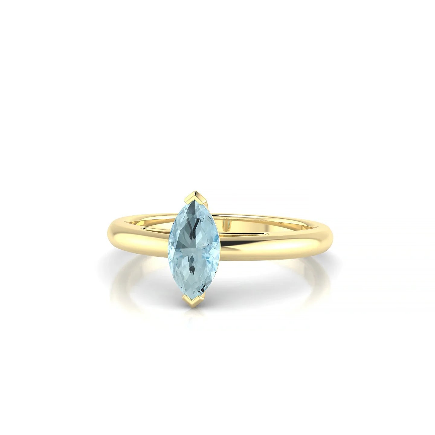 Treasure | 18k Yellow Gold 8 x 4 mm Marquise Aquamarine Ring
