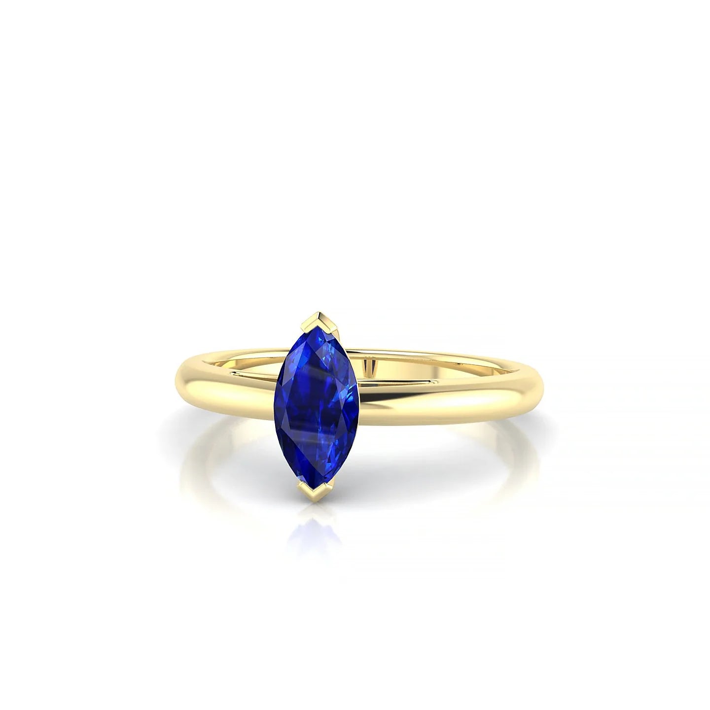 Treasure | 18k Yellow Gold 8 x 4 mm Marquise Sapphire Ring