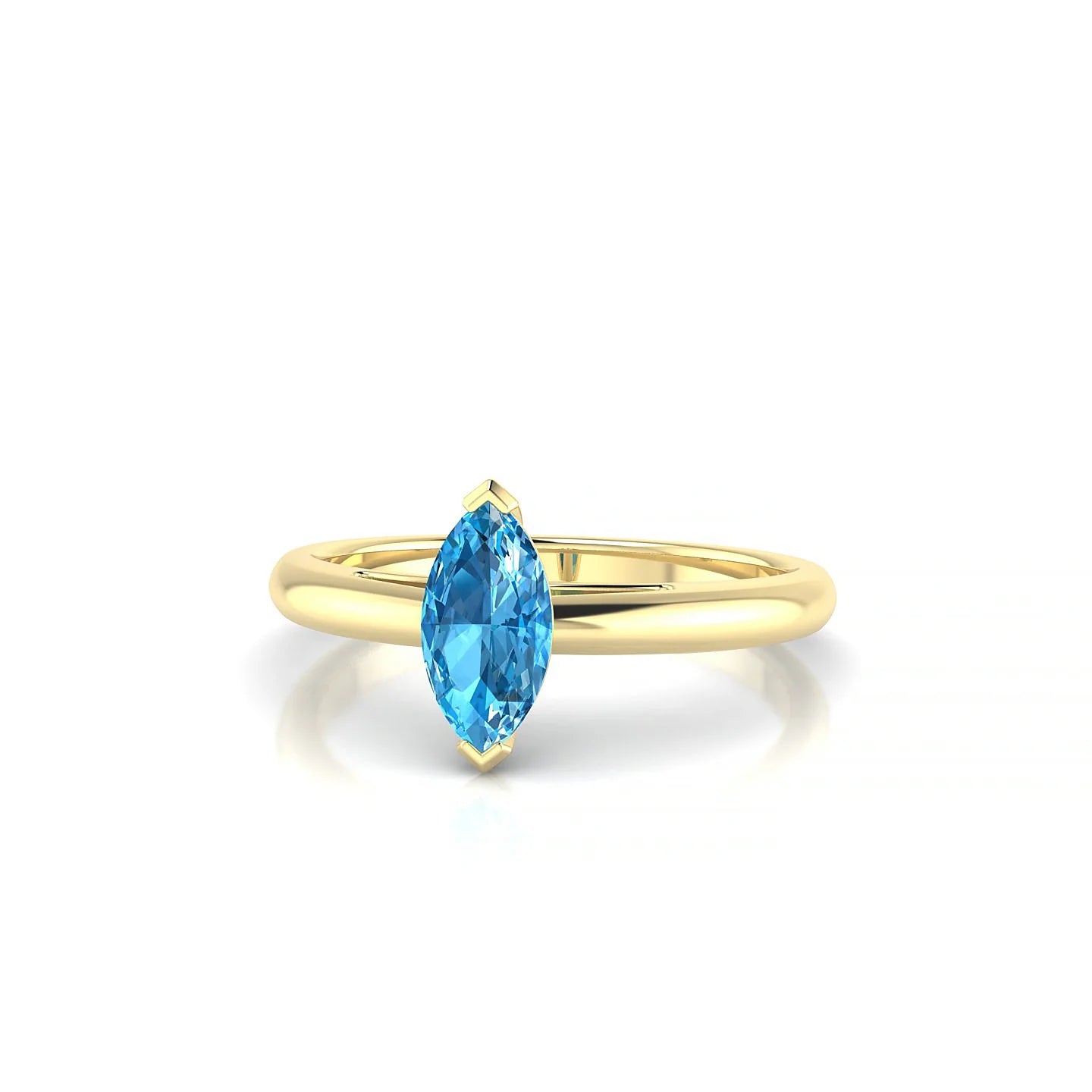 Treasure | 18k Yellow Gold 8 x 4 mm Marquise Topaz Ring