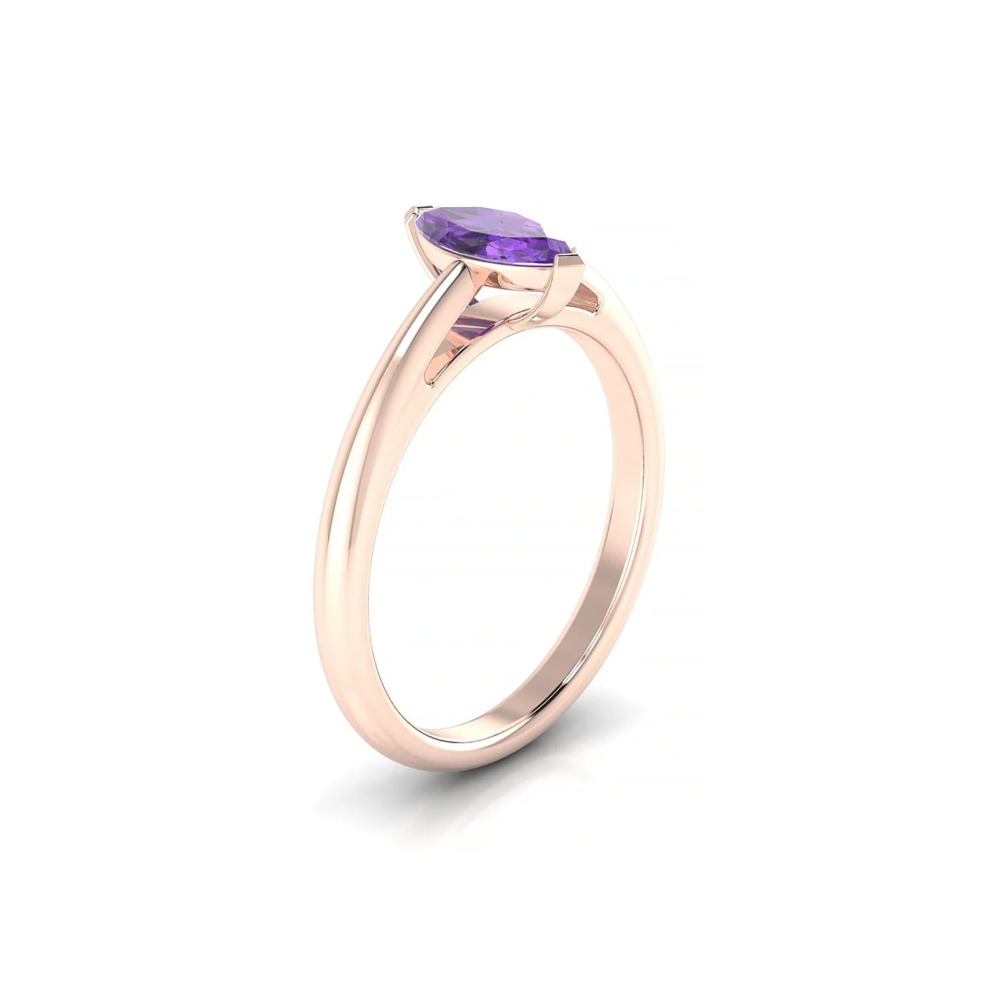 Treasure | 18k Rose Gold 8 x 4 mm Marquise Amethyst Ring