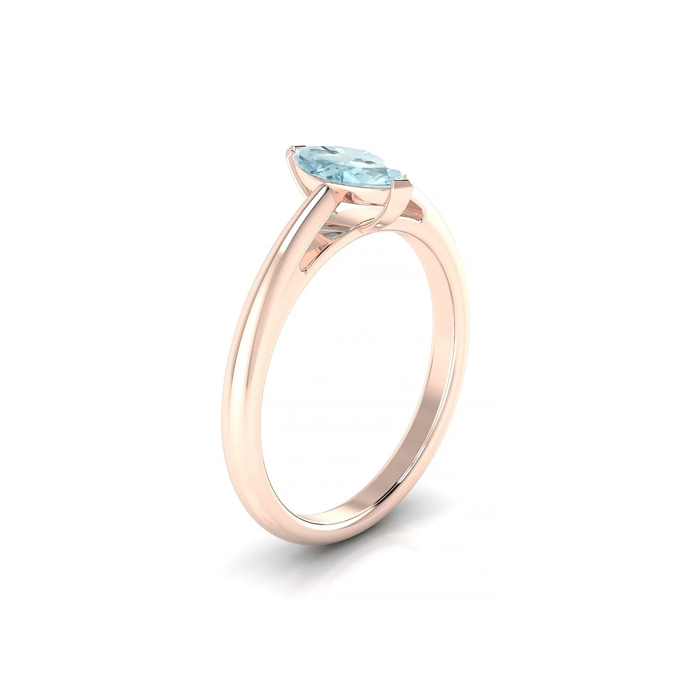 Treasure | 18k Rose Gold 8 x 4 mm Marquise Aquamarine Ring