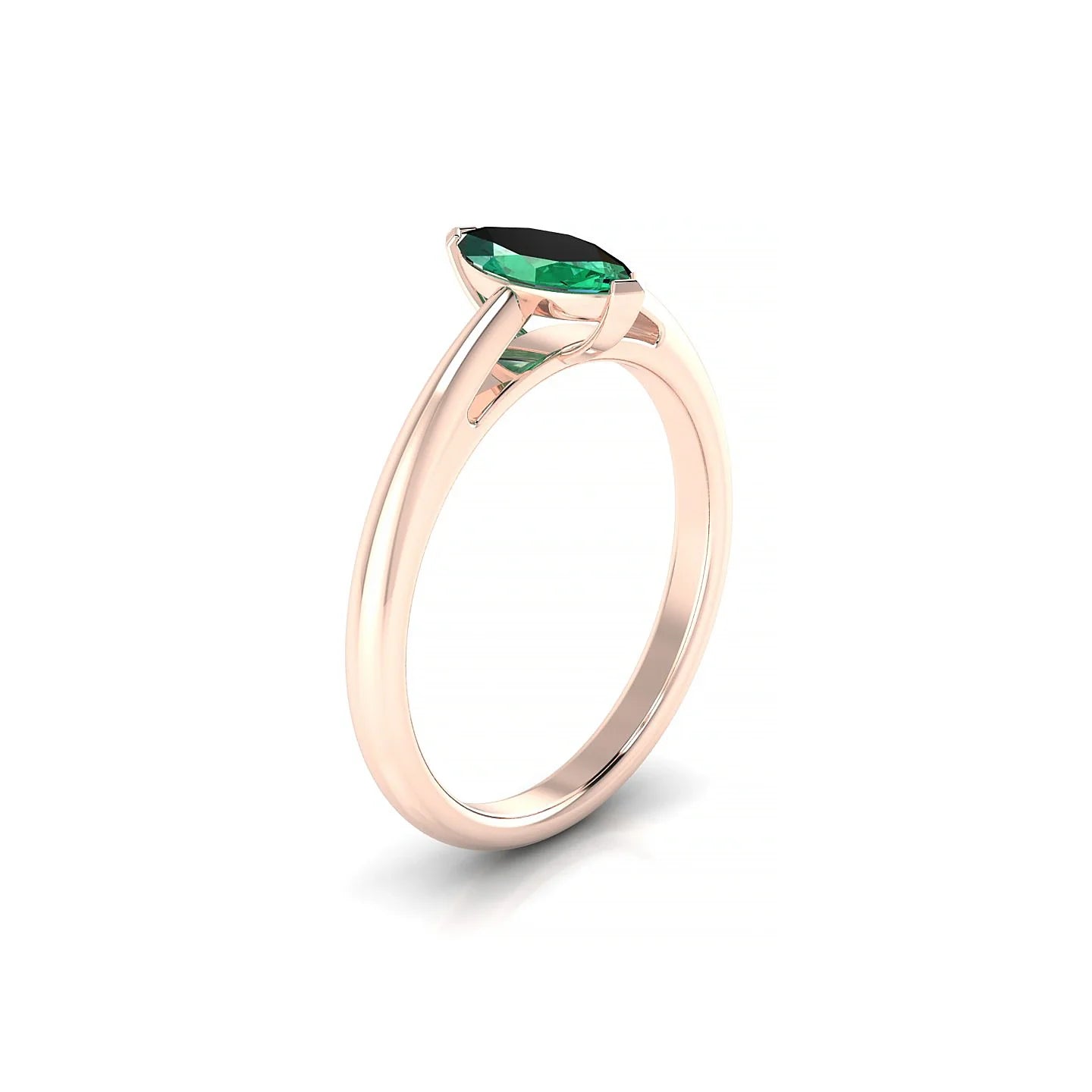 Treasure | 18k Rose Gold 8 x 4 mm Marquise Emerald Ring