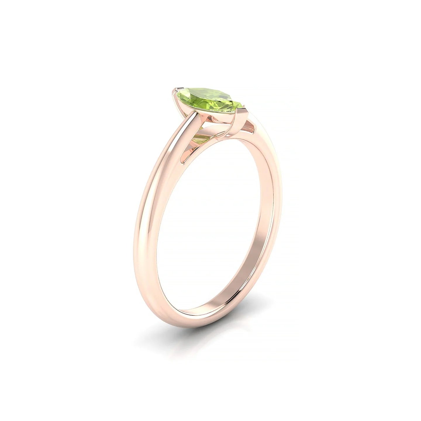 Treasure | 18k Rose Gold 8 x 4 mm Marquise Peridot Ring