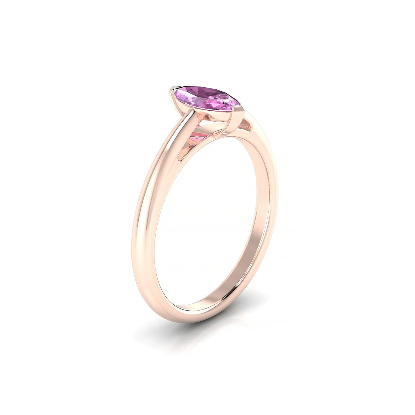 Treasure | 18k Rose Gold 8 x 4 mm Marquise Pink Sapphire Ring